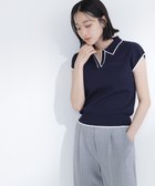 【ナチュラル ビューティー ベーシック/NATURAL BEAUTY BASIC】のバイカラーラインスキッパーニット 大人の最旬トレンドファッション＆コーディネート founy(ファウニー) ファッション Fashion レディースファッション Fashion for Women トップス・カットソー Cut & Sew Tops ニット Knit Tops & Sweaters スキッパー Skipper, Open Collar スリーブ Sleeve, Long Sleeve / Short Sleeve フレンチ French, French Style ポケット Pocket, Pocket Detail thumbnail ネイビー2|ID: prp329100004987096 ipo3291000000037359026
