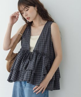 【サニーレーベル/Sonny Label / URBAN RESEARCH】のサッカーチェックペプラムベストブラウス 大人の最旬トレンドファッション＆コーディネート founy(ファウニー) ファッション Fashion レディースファッション Fashion for Women アウター Coat / Outerwear Collection トップス・カットソー Cut & Sew Tops シャツ・ブラウス・オフィスカジュアル Elegant Blouses & Button-Ups ベスト&ジレ / 重ね着スタイル Vests & Gilets 2026年 2026 2026春夏・S/S Spring/Summer 2026 SS26 おすすめ Recommended / Our Picks インナー Innerwear コンパクト Compact, Small Size サッカー Seersucker, Summer Fabric タンク Tank Top, Sleeveless Top チェック Check, Plaid, Tartan トレンド Trend, Trending Now ベスト Vest, Waistcoat ペプラム Peplum, Flared Hem 冬 Winter / This Winter 夏 Summer S/S・春夏 SS, Spring/Summer, Warm Season |ID:prp329100004987100