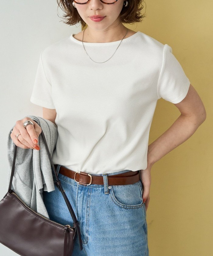 【フリークスストア/FREAK'S STORE】のタックリブ半袖Tシャツ【限定展開】 大人の最旬トレンドファッション＆コーディネート founy(ファウニー) 　ファッション　Fashion　レディースファッション　Fashion for Women　トップス・カットソー　Cut & Sew Tops　シャツ・ブラウス・オフィスカジュアル　Elegant Blouses & Button-Ups　ロングTシャツ・Tシャツ　Longline T-Shirts & Tees　2026年　2026　2026春夏・S/S　Spring/Summer 2026 SS26　ショート　Short, Short Length　シンプル　Simple, Minimal　トレンド　Trend, Trending Now　ベーシック　Basic, Essential　ワッフル　Waffle, Waffle Knit　半袖　Short Sleeve, Half Sleeve　夏　Summer　S/S・春夏　SS, Spring/Summer, Warm Season　 other-1|ID: prp329100004987101 ipo3291000000037359047