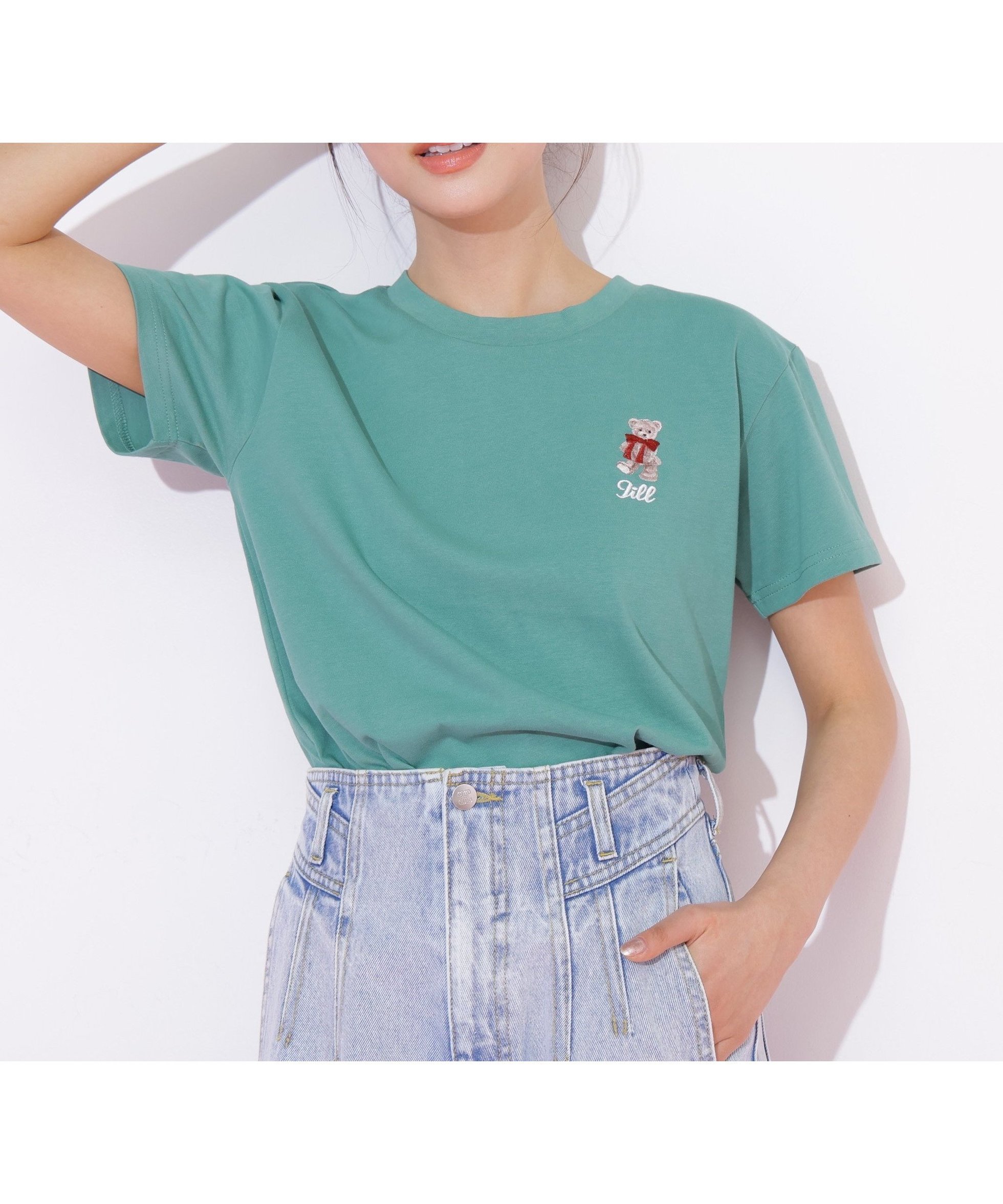 【ジルバイジルスチュアート/JILL by JILLSTUART】のBEARシリーズ 刺繍Tシャツオーガニックコットン インテリア・キッズ・メンズ・レディースファッション・服の通販 founy(ファウニー) ファッション Fashion レディースファッション Fashion for Women トップス・カットソー Cut & Sew Tops シャツ・ブラウス・オフィスカジュアル Elegant Blouses & Button-Ups ロングTシャツ・Tシャツ Longline T-Shirts & Tees スマート Smart, Elegant パーカー Hoodie, Parka モチーフ Motif, Design Theme ワンポイント One Point, Statement Accent グリーン|ID: prp329100004987105 ipo3291000000037359074