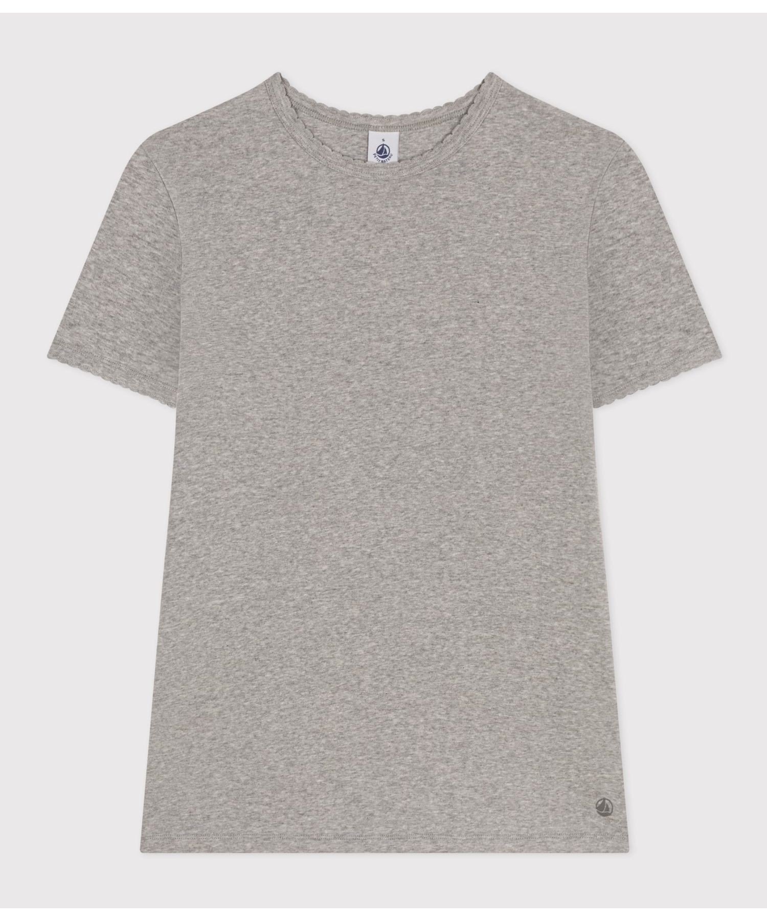 【プチバトー/PETIT BATEAU】のポワンココットクルーネック半袖Tシャツ インテリア・キッズ・メンズ・レディースファッション・服の通販 founy(ファウニー) 　ファッション　Fashion　レディースファッション　Fashion for Women　トップス・カットソー　Cut & Sew Tops　シャツ・ブラウス・オフィスカジュアル　Elegant Blouses & Button-Ups　ロングTシャツ・Tシャツ　Longline T-Shirts & Tees　おすすめ　Recommended / Our Picks　シンプル　Simple, Minimal　フィット　Fit, Slim Fit　半袖　Short Sleeve, Half Sleeve　グレー|ID: prp329100004987115 ipo3291000000037359128