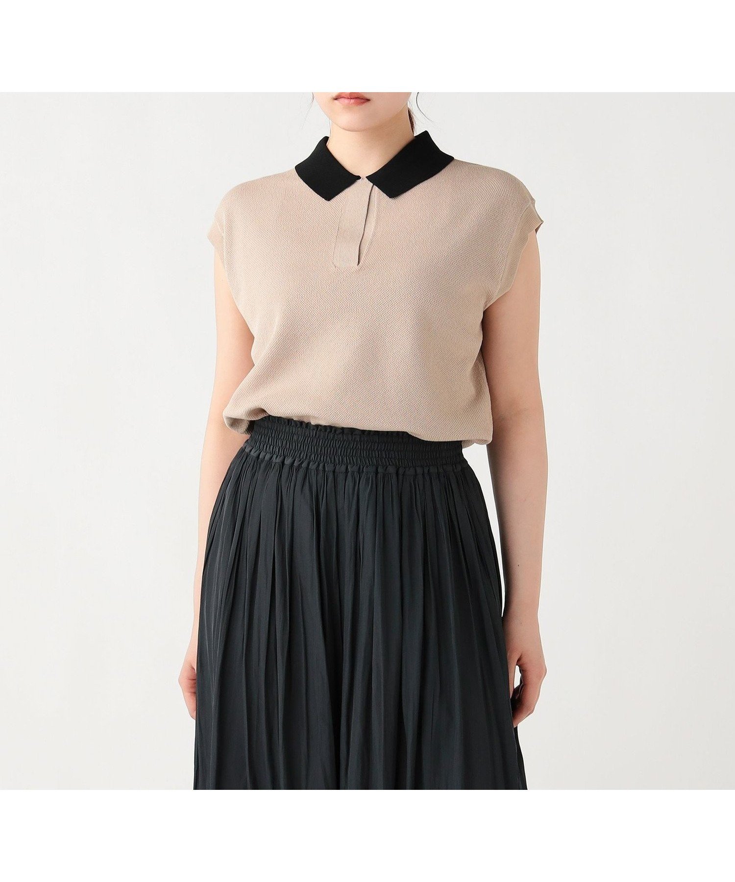 【ビームス ハート/BEAMS HEART】のニットソー ポロ インテリア・キッズ・メンズ・レディースファッション・服の通販 founy(ファウニー) 　ファッション　Fashion　レディースファッション　Fashion for Women　トップス・カットソー　Cut & Sew Tops　ニット　Knit Tops & Sweaters　シンプル　Simple, Minimal　スリーブ　Sleeve, Long Sleeve / Short Sleeve　デニム　Denim, Jeans Material　ニットソー　Knit-Sewn, Cut & Sew Knit　フレンチ　French, French Style　エレガント 上品　Elegant　定番　Standard, Basic Item　BEIGE|ID: prp329100004987127 ipo3291000000037359229
