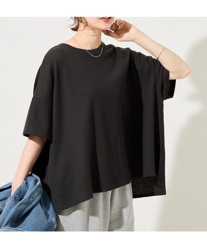 【フリークスストア/FREAK'S STORE】の限定展開 ミニ ワッフル ショート ラウンド 半袖 Tシャツ インテリア・キッズ・メンズ・レディースファッション・服の通販 founy(ファウニー) 　ファッション　Fashion　レディースファッション　Fashion for Women　トップス・カットソー　Cut & Sew Tops　シャツ・ブラウス・オフィスカジュアル　Elegant Blouses & Button-Ups　ロングTシャツ・Tシャツ　Longline T-Shirts & Tees　2026年　2026　2026春夏・S/S　Spring/Summer 2026 SS26　カットソー　Cut and Sewn Top　ショルダー　Shoulder, Shoulder Strap　ショート　Short, Short Length　シンプル　Simple, Minimal　ドロップ　Drop Shoulder, Dropped Style　ボトム　Bottoms, Lower Wear　ラウンド　Round, Round Neck　ワッフル　Waffle, Waffle Knit　半袖　Short Sleeve, Half Sleeve　夏　Summer　S/S・春夏　SS, Spring/Summer, Warm Season　ブラック|ID: prp329100004987130 ipo3291000000037359259