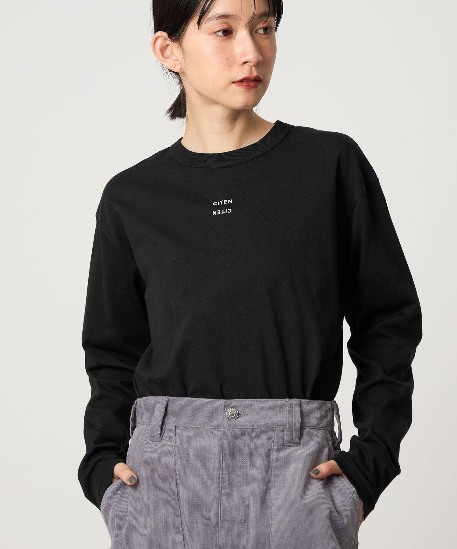 【シテン/CITEN】のロゴロンT インテリア・キッズ・メンズ・レディースファッション・服の通販 founy(ファウニー) 　ファッション　Fashion　レディースファッション　Fashion for Women　トップス・カットソー　Cut & Sew Tops　ロングTシャツ・Tシャツ　Longline T-Shirts & Tees　インナー　Innerwear　カットソー　Cut and Sewn Top　カーディガン　Cardigan, Knitwear　シンプル　Simple, Minimal　バランス　Balance, Style Balance　ビスチェ　Bustier, Corset Top　フィット　Fit, Slim Fit　ベスト　Vest, Waistcoat　ベーシック　Basic, Essential　ボックス　Boxy, Box Shape　ルーズ　Loose, Oversized　A/W・秋冬　Autumn/Winter　おすすめ　Recommended / Our Picks　BLACK|ID: prp329100004987136 ipo3291000000037359309