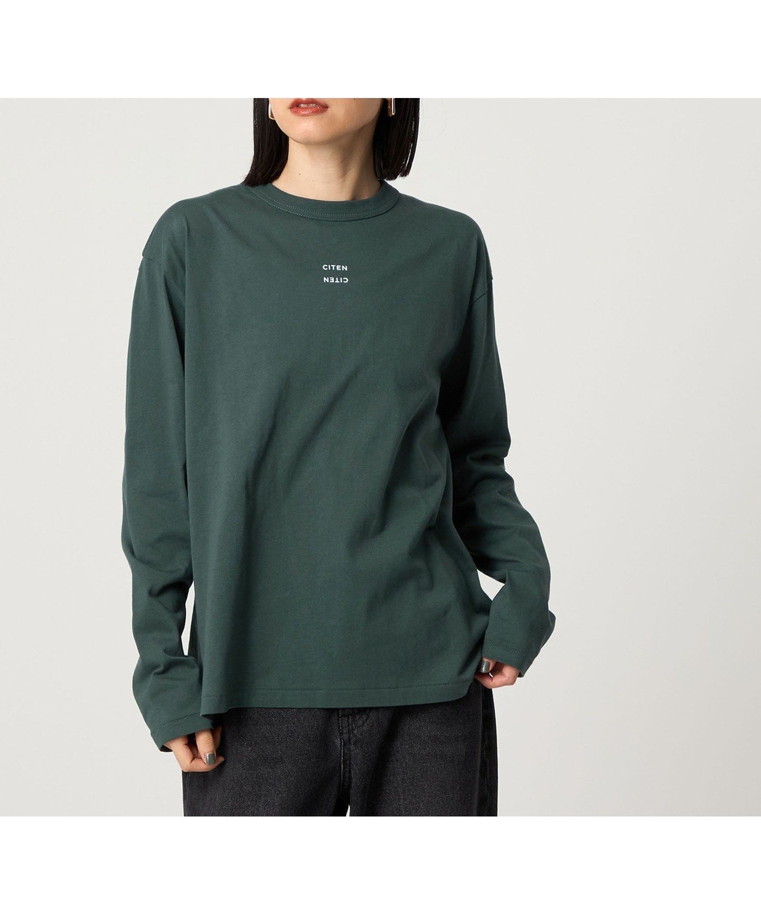 【シテン/CITEN】のロゴロンT インテリア・キッズ・メンズ・レディースファッション・服の通販 founy(ファウニー) 　ファッション　Fashion　レディースファッション　Fashion for Women　トップス・カットソー　Cut & Sew Tops　ロングTシャツ・Tシャツ　Longline T-Shirts & Tees　インナー　Innerwear　カットソー　Cut and Sewn Top　カーディガン　Cardigan, Knitwear　シンプル　Simple, Minimal　バランス　Balance, Style Balance　ビスチェ　Bustier, Corset Top　フィット　Fit, Slim Fit　ベスト　Vest, Waistcoat　ベーシック　Basic, Essential　ボックス　Boxy, Box Shape　ルーズ　Loose, Oversized　A/W・秋冬　Autumn/Winter　おすすめ　Recommended / Our Picks　DK.GREEN|ID: prp329100004987136 ipo3291000000037359317