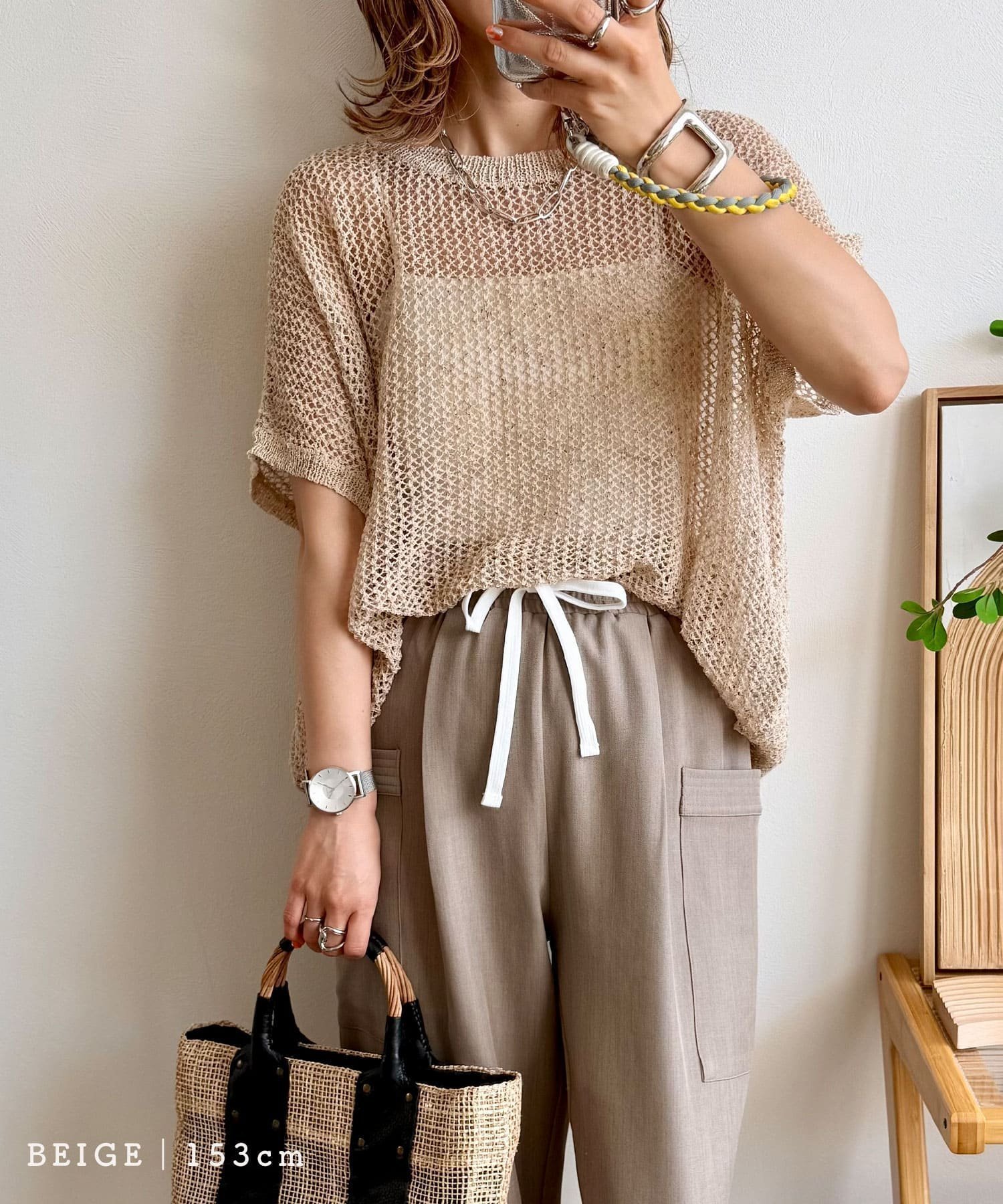 【ノアル/NOAHL】の《mayoさんコラボ》サマーニットメッシュトップス 大人の最旬トレンドファッション＆コーディネート founy(ファウニー) 　ファッション　Fashion　レディースファッション　Fashion for Women　トップス・カットソー　Cut & Sew Tops　ニット　Knit Tops & Sweaters　アクリル　Acrylic Material　コラボ　Collaboration, Collab　サマー　Summer, Summer Style　ショルダー　Shoulder, Shoulder Strap　ドロップ　Drop Shoulder, Dropped Style　ポケット　Pocket, Pocket Detail　メッシュ　Mesh, Net Fabric　夏　Summer　 other-1|ID: prp329100004987137 ipo3291000000037359323
