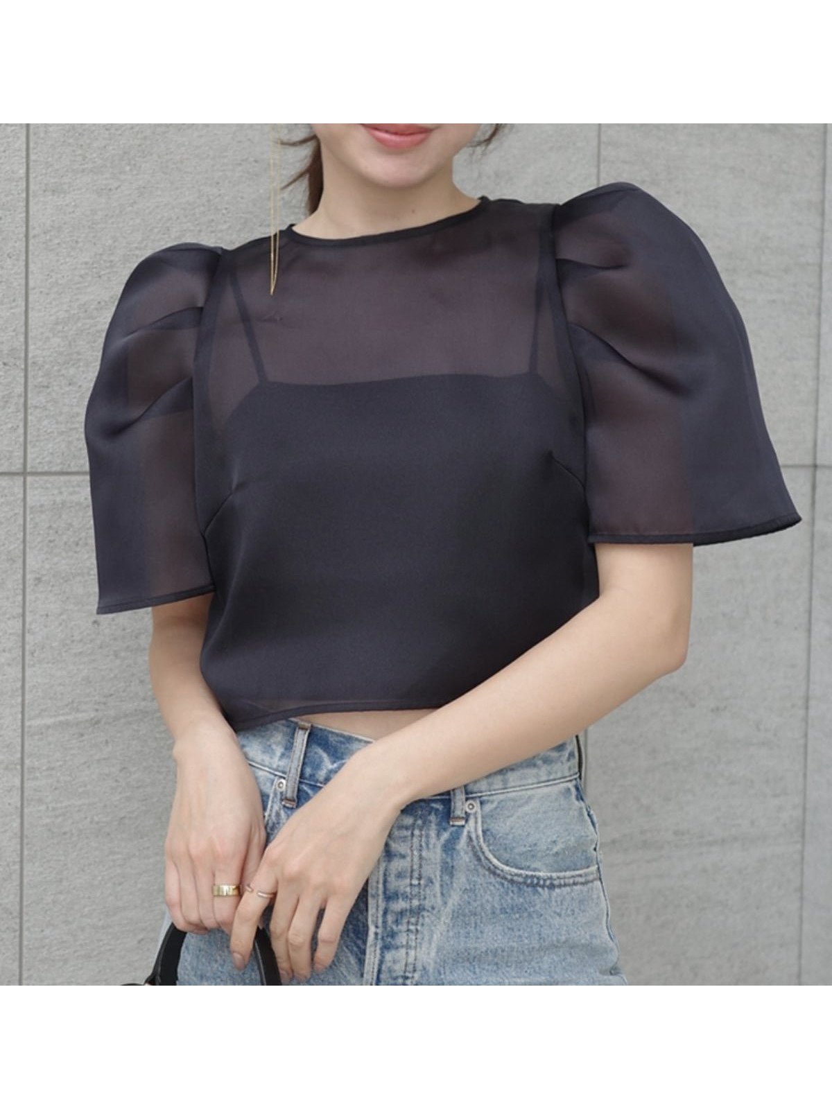 【アニュアンス/anuans】のフォルムシアーブラウス インテリア・キッズ・メンズ・レディースファッション・服の通販 founy(ファウニー) 　ファッション　Fashion　レディースファッション　Fashion for Women　トップス・カットソー　Cut & Sew Tops　シャツ・ブラウス・オフィスカジュアル　Elegant Blouses & Button-Ups　インナー　Innerwear　インナーキャミ　Inner Camisole　エアリー　Airy Texture　オーガンジー　Organza Fabric　キャミソール　Camisole, Spaghetti Strap Top　クロップド　Cropped, Short Length　シアー　Sheer, See-Through　シンプル　Simple, Minimal　スリーブ　Sleeve, Long Sleeve / Short Sleeve　バランス　Balance, Style Balance　フェミニン　Feminine, Girly　フォルム　Silhouette, Form　ボトム　Bottoms, Lower Wear　おすすめ　Recommended / Our Picks　NAVY|ID: prp329100004987147 ipo3291000000037359431
