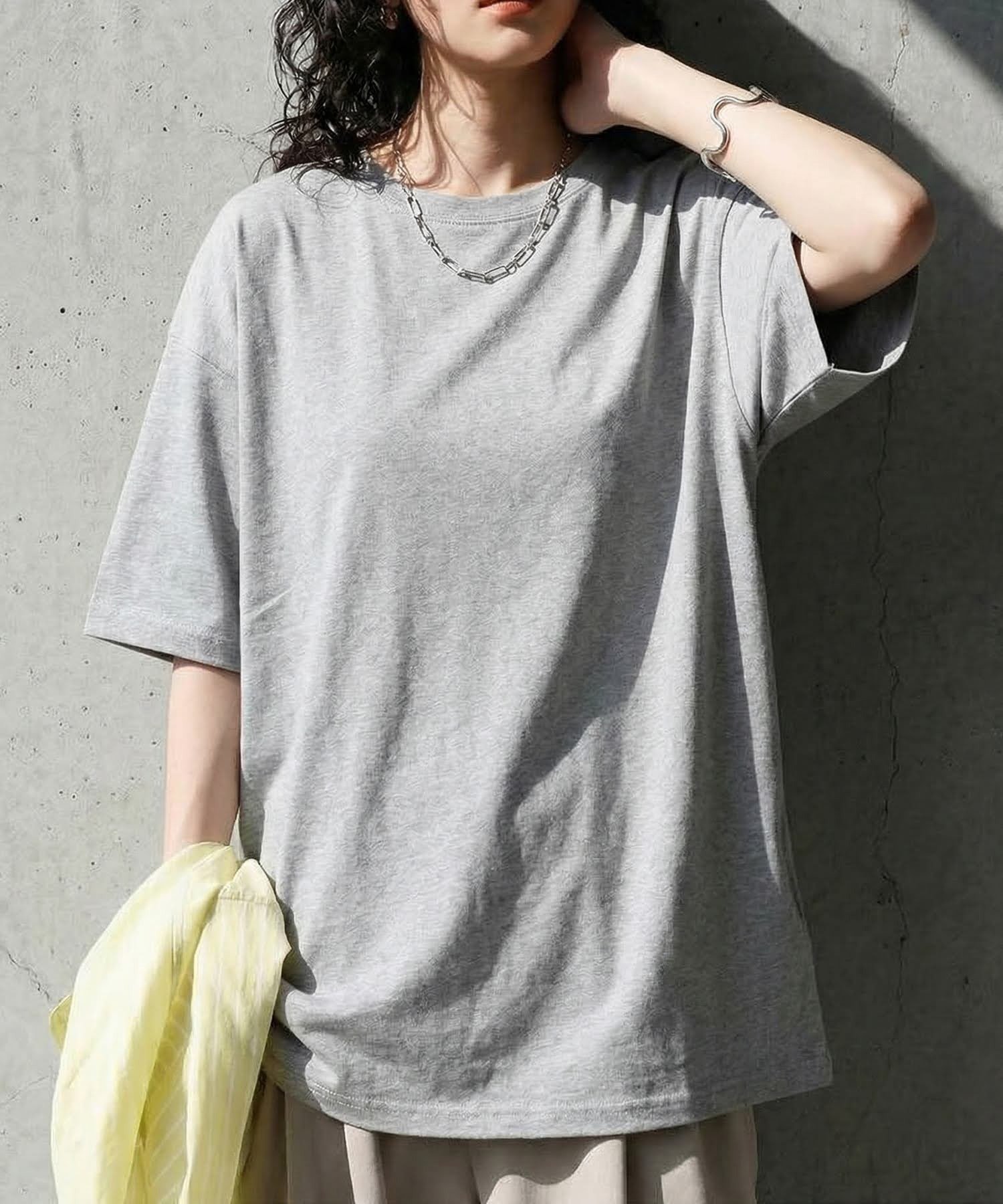 【アンティカ/antiqua】のantiqua 汗染み防止 五分袖 Tシャツ レディース メンズ ユニセックス ZA-00302 インテリア・キッズ・メンズ・レディースファッション・服の通販 founy(ファウニー) 　ファッション　Fashion　レディースファッション　Fashion for Women　トップス・カットソー　Cut & Sew Tops　シャツ・ブラウス・オフィスカジュアル　Elegant Blouses & Button-Ups　ロングTシャツ・Tシャツ　Longline T-Shirts & Tees　アンティーク　Antique-Inspired　春　Spring　シンプル　Simple, Minimal　バランス　Balance, Style Balance　フォルム　Silhouette, Form　ボトム　Bottoms, Lower Wear　メンズ　Men's, Menswear　無地　Plain, Solid Color　リラックス　Relax, Relaxed Fit　ルーズ　Loose, Oversized　ワイド　Wide, Wide Fit　ワーク　Workwear, Utility Style　夏　Summer　旅行　Travel　ビジネス 仕事 通勤　Business / Work / Commuting　14 杢グレー|ID: prp329100004987158 ipo3291000000037359498