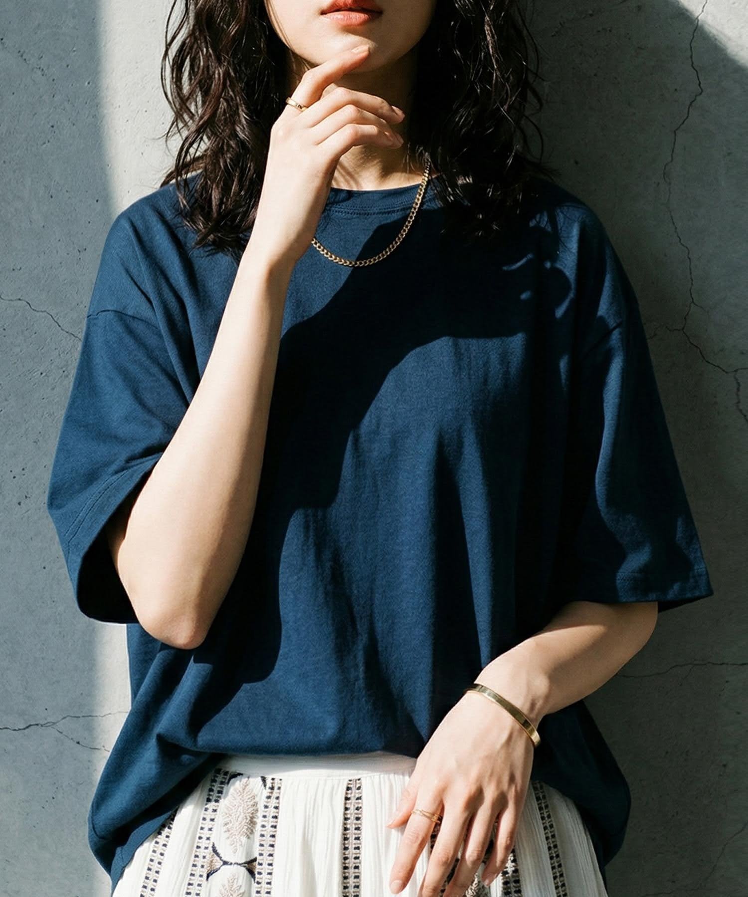 【アンティカ/antiqua】のantiqua 汗染み防止 五分袖 Tシャツ レディース メンズ ユニセックス ZA-00302 インテリア・キッズ・メンズ・レディースファッション・服の通販 founy(ファウニー) 　ファッション　Fashion　レディースファッション　Fashion for Women　トップス・カットソー　Cut & Sew Tops　シャツ・ブラウス・オフィスカジュアル　Elegant Blouses & Button-Ups　ロングTシャツ・Tシャツ　Longline T-Shirts & Tees　アンティーク　Antique-Inspired　春　Spring　シンプル　Simple, Minimal　バランス　Balance, Style Balance　フォルム　Silhouette, Form　ボトム　Bottoms, Lower Wear　メンズ　Men's, Menswear　無地　Plain, Solid Color　リラックス　Relax, Relaxed Fit　ルーズ　Loose, Oversized　ワイド　Wide, Wide Fit　ワーク　Workwear, Utility Style　夏　Summer　旅行　Travel　ビジネス 仕事 通勤　Business / Work / Commuting　32 インクブルー|ID: prp329100004987158 ipo3291000000037359501