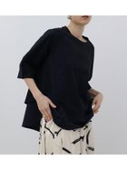 【ラシュッド/LASUD】のレイヤードデザインラウンドヘムカットソー 大人の最旬トレンドファッション＆コーディネート founy(ファウニー) ファッション Fashion レディースファッション Fashion for Women トップス・カットソー Cut & Sew Tops カットソー・ベーシックTシャツ Cut-and-Sewn Tops / Stretch Tees & Basics カットソー Cut and Sewn Top 切替 Switching, Contrast Panel スリーブ Sleeve, Long Sleeve / Short Sleeve タフタ Taffeta, Structured Fabric ハーフ Half, Half-Length 夏 Summer エレガント 上品 Elegant thumbnail ブラック|ID: prp329100004987167 ipo3291000000037359556
