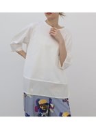 【ラシュッド/LASUD】のレイヤードデザインラウンドヘムカットソー 大人の最旬トレンドファッション＆コーディネート founy(ファウニー) ファッション Fashion レディースファッション Fashion for Women トップス・カットソー Cut & Sew Tops カットソー・ベーシックTシャツ Cut-and-Sewn Tops / Stretch Tees & Basics カットソー Cut and Sewn Top 切替 Switching, Contrast Panel スリーブ Sleeve, Long Sleeve / Short Sleeve タフタ Taffeta, Structured Fabric ハーフ Half, Half-Length 夏 Summer エレガント 上品 Elegant thumbnail ホワイト|ID: prp329100004987167 ipo3291000000037359557