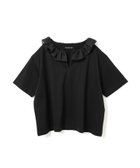 【マーコート/MARcourt】のmizuiro ind フリルカラースキッパーTシャツ 大人の最旬トレンドファッション＆コーディネート founy(ファウニー) ファッション Fashion レディースファッション Fashion for Women トップス・カットソー Cut & Sew Tops シャツ・ブラウス・オフィスカジュアル Elegant Blouses & Button-Ups ロングTシャツ・Tシャツ Longline T-Shirts & Tees カットソー Cut and Sewn Top シルケット Silket, Silky Cotton シンプル Simple, Minimal スキッパー Skipper, Open Collar フリル Frill, Ruffle ポケット Pocket, Pocket Detail 無地 Plain, Solid Color thumbnail ブラック|ID: prp329100004987171 ipo3291000000037359579