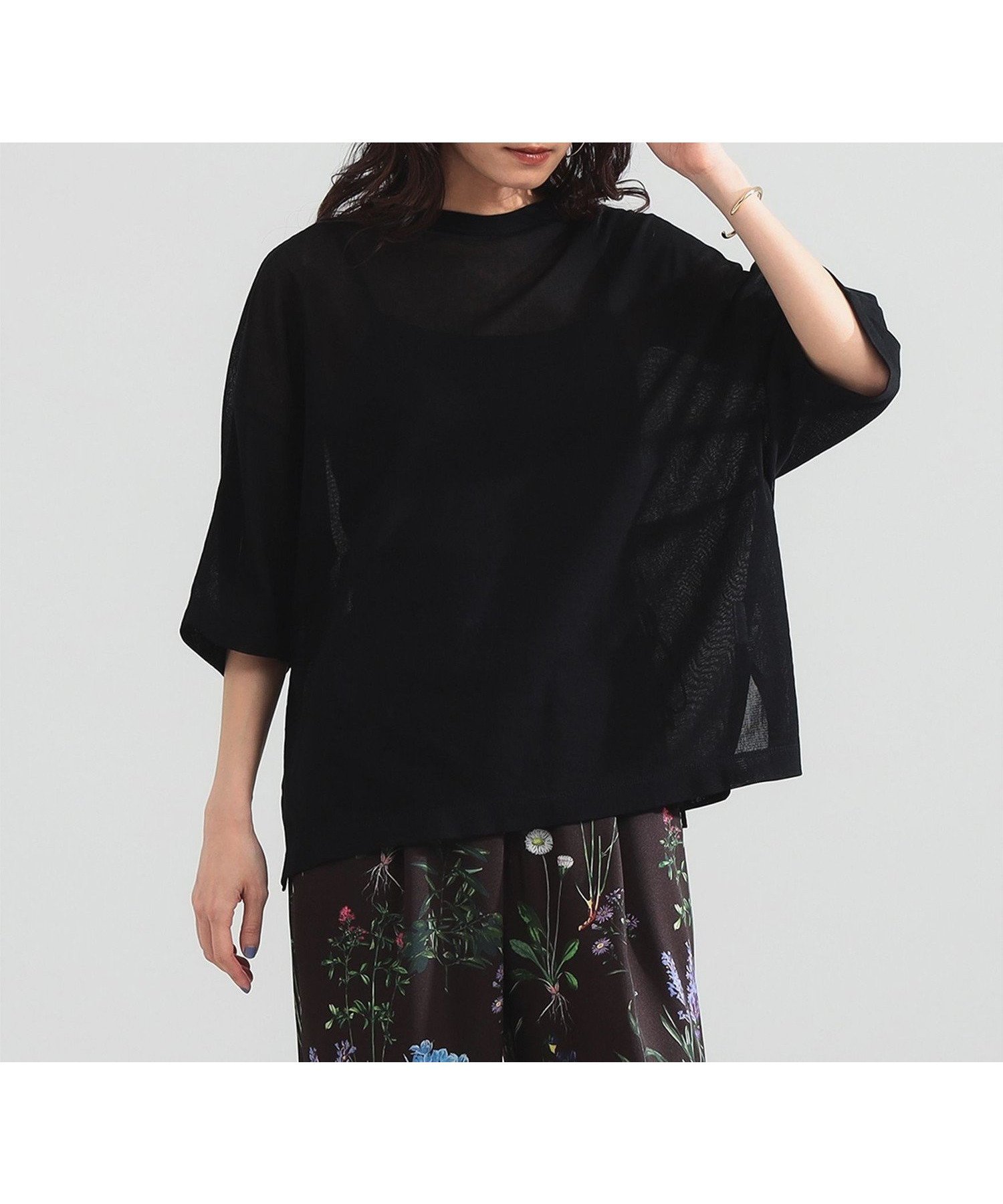 【デミルクス ビームス/Demi-Luxe BEAMS】のコットン チュール オーバー Tシャツ インテリア・キッズ・メンズ・レディースファッション・服の通販 founy(ファウニー) 　ファッション　Fashion　レディースファッション　Fashion for Women　トップス・カットソー　Cut & Sew Tops　シャツ・ブラウス・オフィスカジュアル　Elegant Blouses & Button-Ups　ロングTシャツ・Tシャツ　Longline T-Shirts & Tees　インナー　Innerwear　コンパクト　Compact, Small Size　ストレッチ　Stretch, Stretchy Fabric　スマート　Smart, Elegant　チュール　Tulip, Tulip Motif　リラックス　Relax, Relaxed Fit　エレガント 上品　Elegant　BLACK|ID: prp329100004987172 ipo3291000000037359586