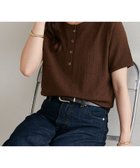 【ディスコート/Discoat】の【WEB限定】ジャガードリングドット半袖Tシャツ 大人の最旬トレンドファッション＆コーディネート founy(ファウニー) ファッション Fashion レディースファッション Fashion for Women トップス・カットソー Cut & Sew Tops シャツ・ブラウス・オフィスカジュアル Elegant Blouses & Button-Ups ロングTシャツ・Tシャツ Longline T-Shirts & Tees カットジャガード Cut Jacquard コンパクト Compact, Small Size シンプル Simple, Minimal スタイリッシュ Stylish, Fashionable デニム Denim, Jeans Material フロント Front, Front Design ボトム Bottoms, Lower Wear リラックス Relax, Relaxed Fit ワイド Wide, Wide Fit 半袖 Short Sleeve, Half Sleeve thumbnail ブラウン|ID: prp329100004987174 ipo3291000000037359597