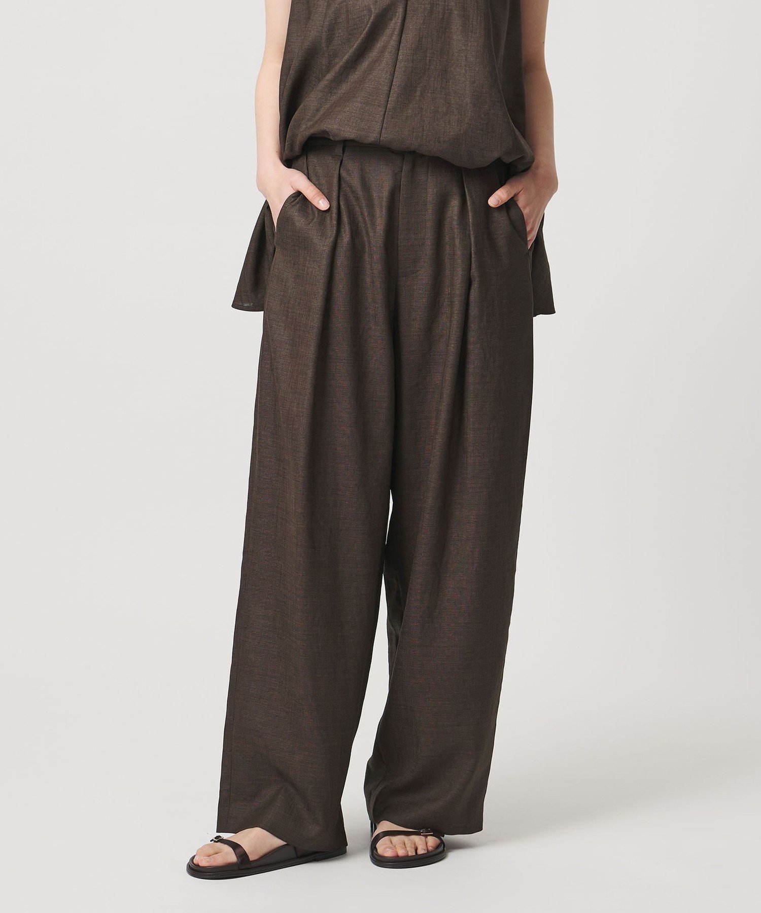 【ビューティ&ユース ユナイテッドアローズ/BEAUTY&YOUTH / UNITED ARROWS】のMARW UNITED ARROWS タック テーパード パンツ UVカット・接触冷感 インテリア・キッズ・メンズ・レディースファッション・服の通販 founy(ファウニー) 　ファッション　Fashion　レディースファッション　Fashion for Women　パンツ　Pants & Trousers　セットアップ　Set-Up, Coordinated Outfit　テーパード　Tapered, Tapered Pants　人気　Popular, Best Seller　ポケット　Pocket, Pocket Detail　夏　Summer　ビジネス 仕事 通勤　Business / Work / Commuting　DK.BROWN|ID: prp329100004987176 ipo3291000000037359609