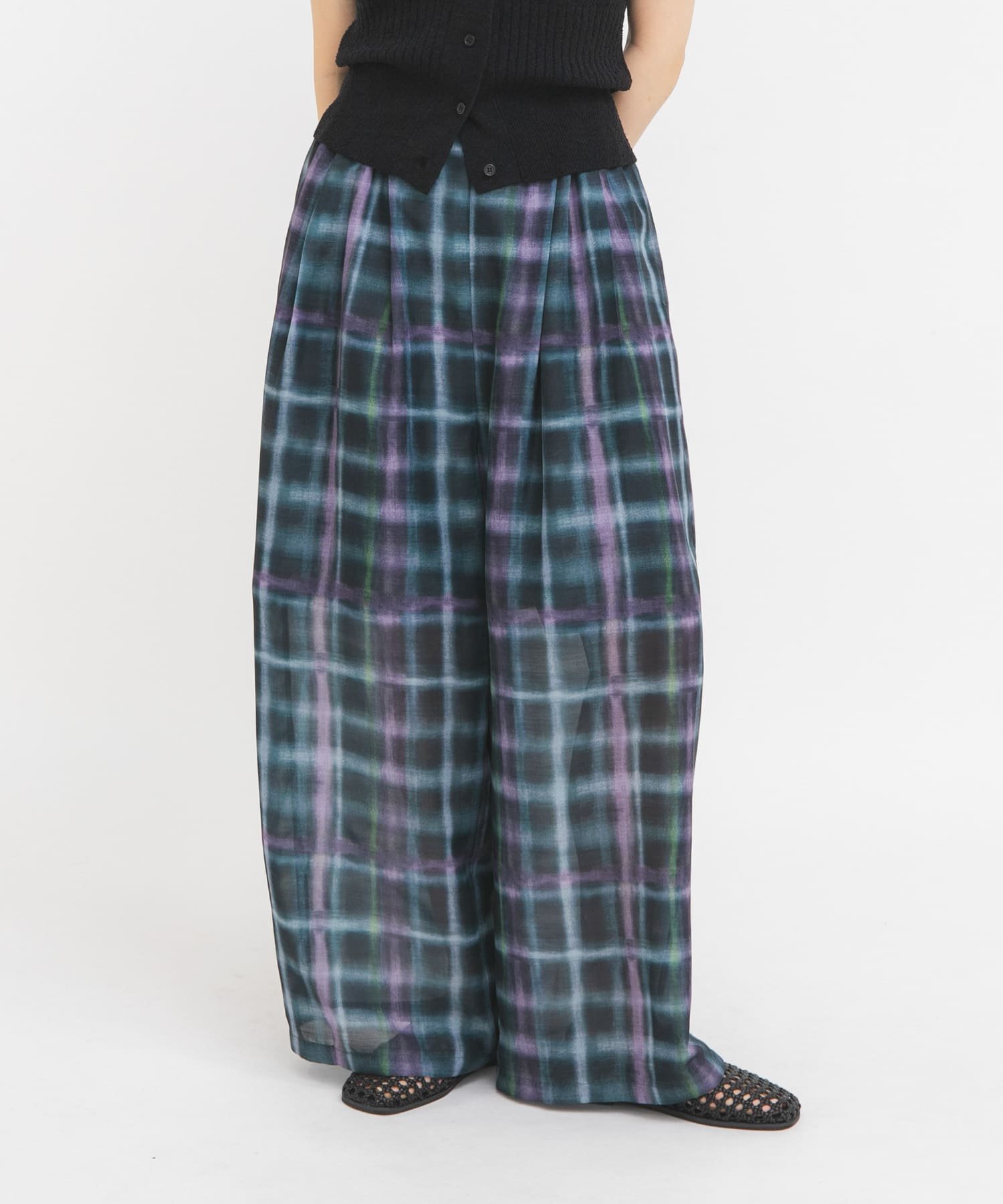 【ケービーエフ/KBF / URBAN RESEARCH】のシアーチェックWIDEパンツ インテリア・キッズ・メンズ・レディースファッション・服の通販 founy(ファウニー) 　ファッション　Fashion　レディースファッション　Fashion for Women　パンツ　Pants & Trousers　2026年　2026　2026春夏・S/S　Spring/Summer 2026 SS26　シアー　Sheer, See-Through　シンプル　Simple, Minimal　チェック　Check, Plaid, Tartan　夏　Summer　S/S・春夏　SS, Spring/Summer, Warm Season　グリーン系その他|ID: prp329100004987186 ipo3291000000037359674