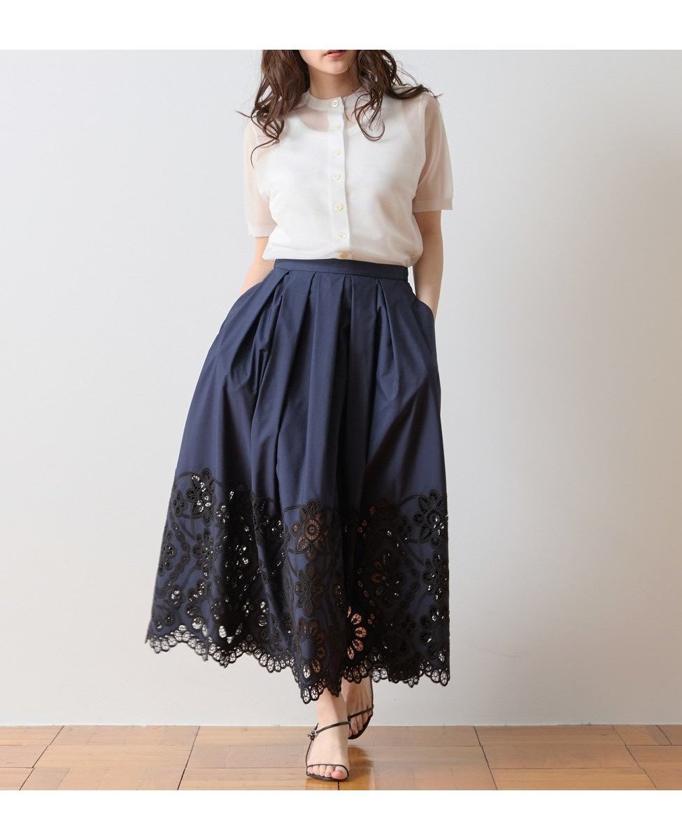 【ティアラ/Tiara】のカットワークレーススカート インテリア・キッズ・メンズ・レディースファッション・服の通販 founy(ファウニー) 　ファッション　Fashion　レディースファッション　Fashion for Women　スカート　Skirts　カットソー　Cut and Sewn Top　サンダル　Sandals, Summer Shoes　シンプル　Simple, Minimal　スカラップ　Scallop, Scalloped Edge　セットアップ　Set-Up, Coordinated Outfit　トレンド　Trend, Trending Now　ポケット　Pocket, Pocket Detail　レース　Lace, Lace Fabric　ワーク　Workwear, Utility Style　今季　This Season, Current Season　夏　Summer　ネイビー|ID: prp329100004987192 ipo3291000000037359709