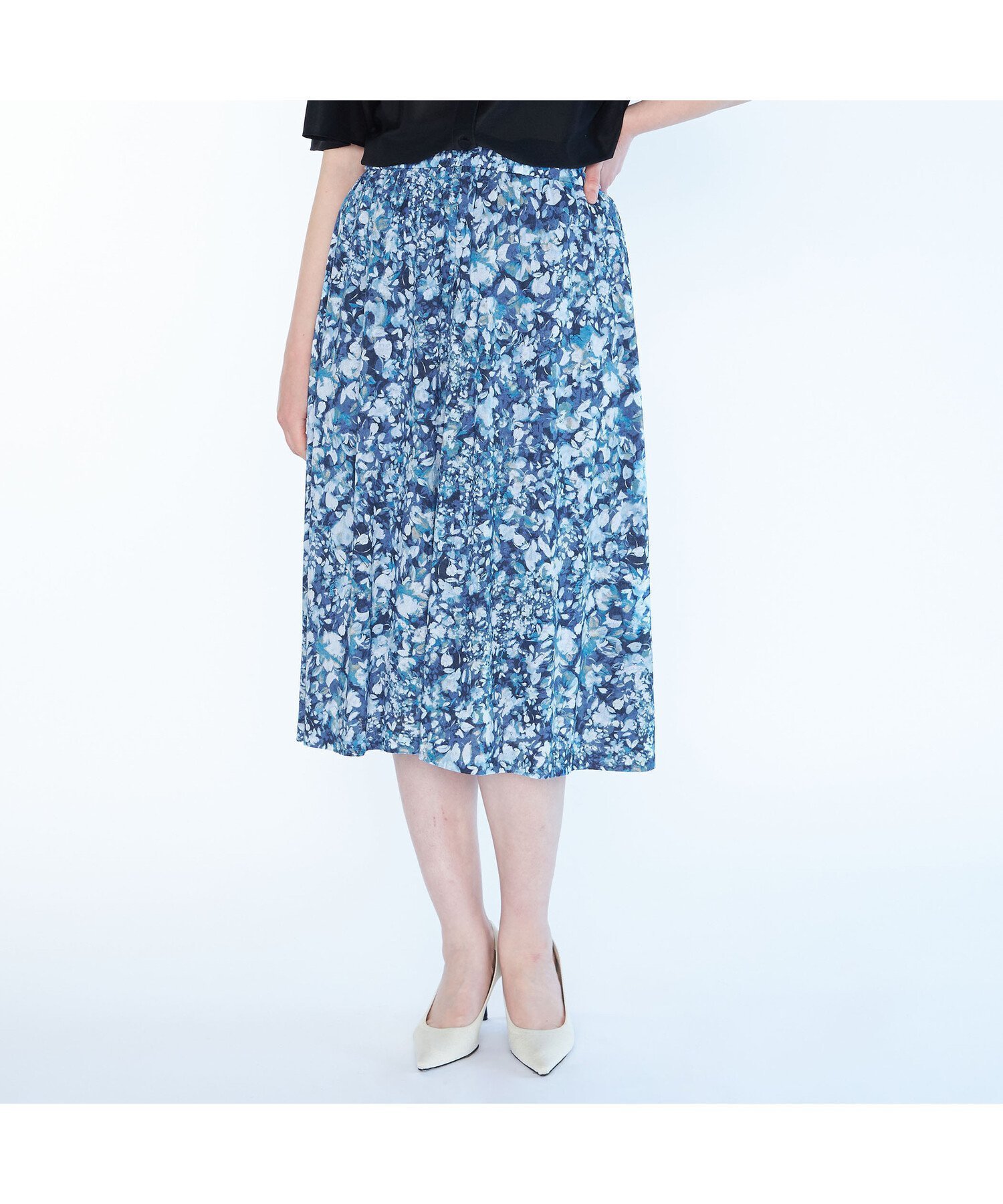 【スキャパ/SCAPA】のジャカードフラワースカート インテリア・キッズ・メンズ・レディースファッション・服の通販 founy(ファウニー) 　ファッション　Fashion　レディースファッション　Fashion for Women　スカート　Skirts　カットソー　Cut and Sewn Top　ジャカード／ジャガード　Jacquard, Woven Pattern　プリント　Print, Printed Pattern　夏　Summer　ブルー|ID: prp329100004987215 ipo3291000000037359829