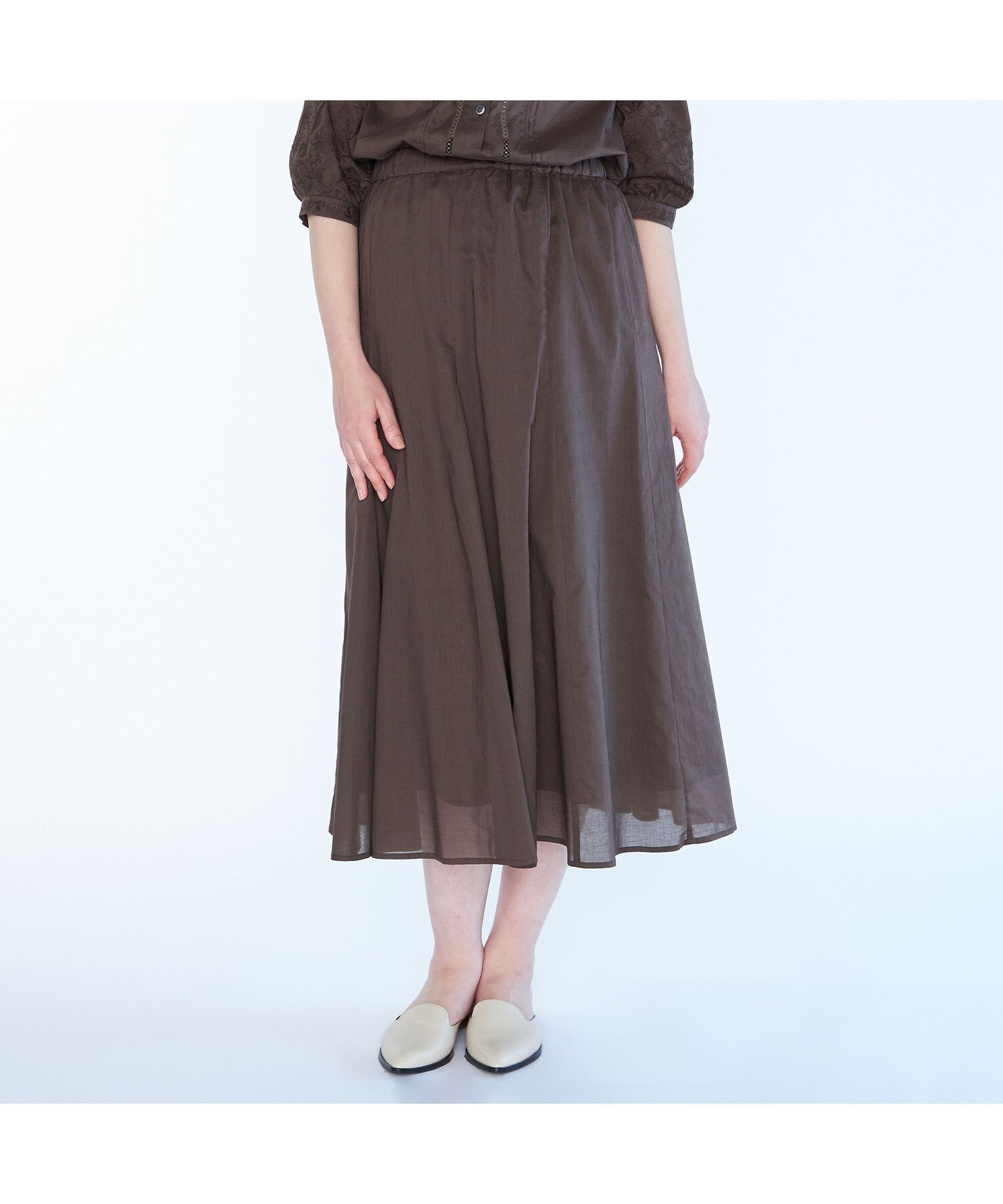 【スキャパ/SCAPA】のコットンローンスカート インテリア・キッズ・メンズ・レディースファッション・服の通販 founy(ファウニー) 　ファッション　Fashion　レディースファッション　Fashion for Women　スカート　Skirts　ドレープ　Drape, Draping Fabric　リラックス　Relax, Relaxed Fit　夏　Summer　春　Spring　S/S・春夏　SS, Spring/Summer, Warm Season　ダークブラウン|ID: prp329100004987222 ipo3291000000037359850