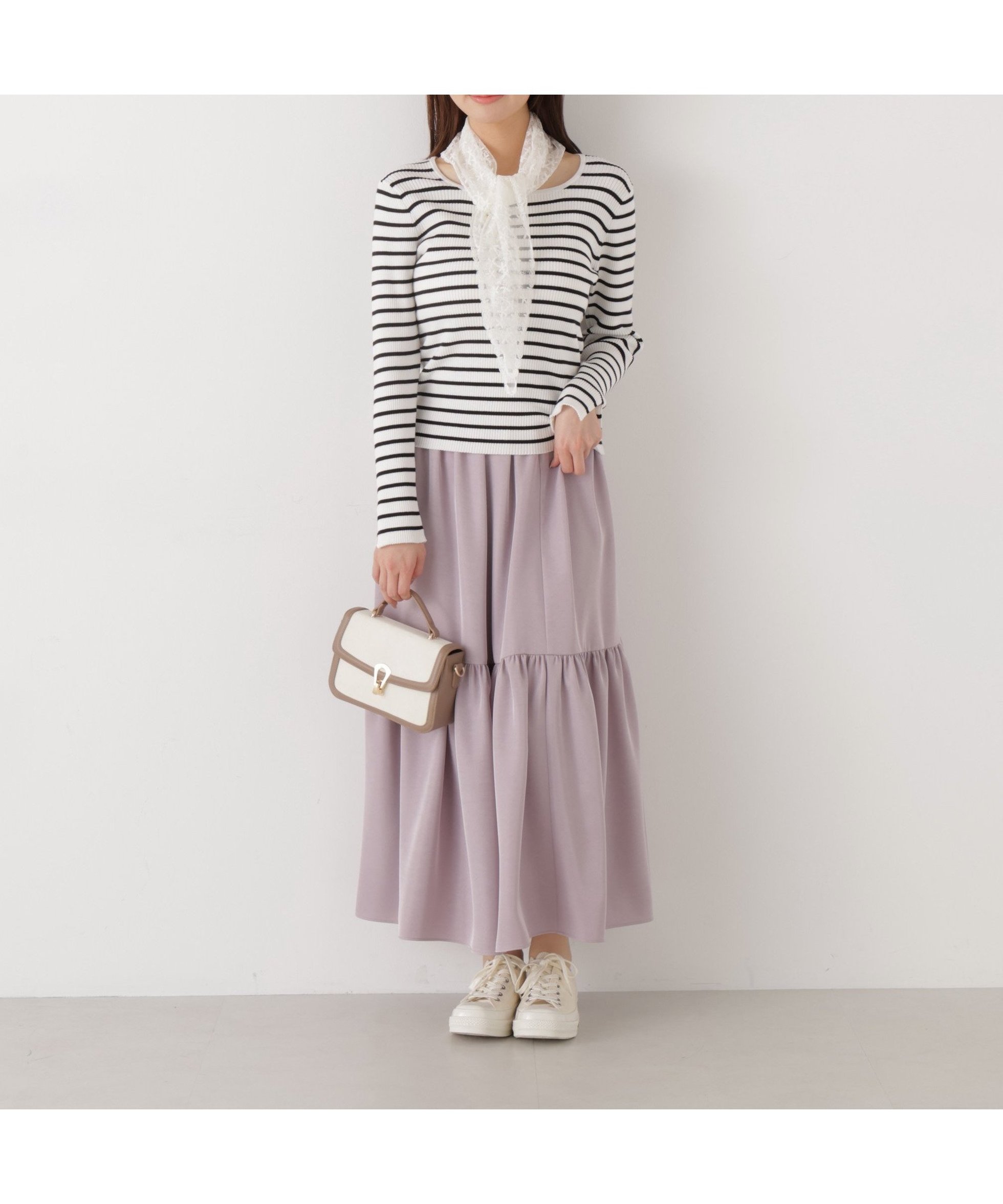 【プロポーション ボディドレッシング/PROPORTION BODY DRESSING】のニュアンスサテンティアードスカート 26SS インテリア・キッズ・メンズ・レディースファッション・服の通販 founy(ファウニー) 　ファッション　Fashion　レディースファッション　Fashion for Women　スカート　Skirts　ティアードスカート　Tiered Skirts　2026年　2026　2026春夏・S/S　Spring/Summer 2026 SS26　サテン　Satin, Glossy Fabric　シンプル　Simple, Minimal　ティアードスカート　Tiered Skirt, Flounced Skirt　エレガント 上品　Elegant　ラベンダー|ID: prp329100004987232 ipo3291000000037359885