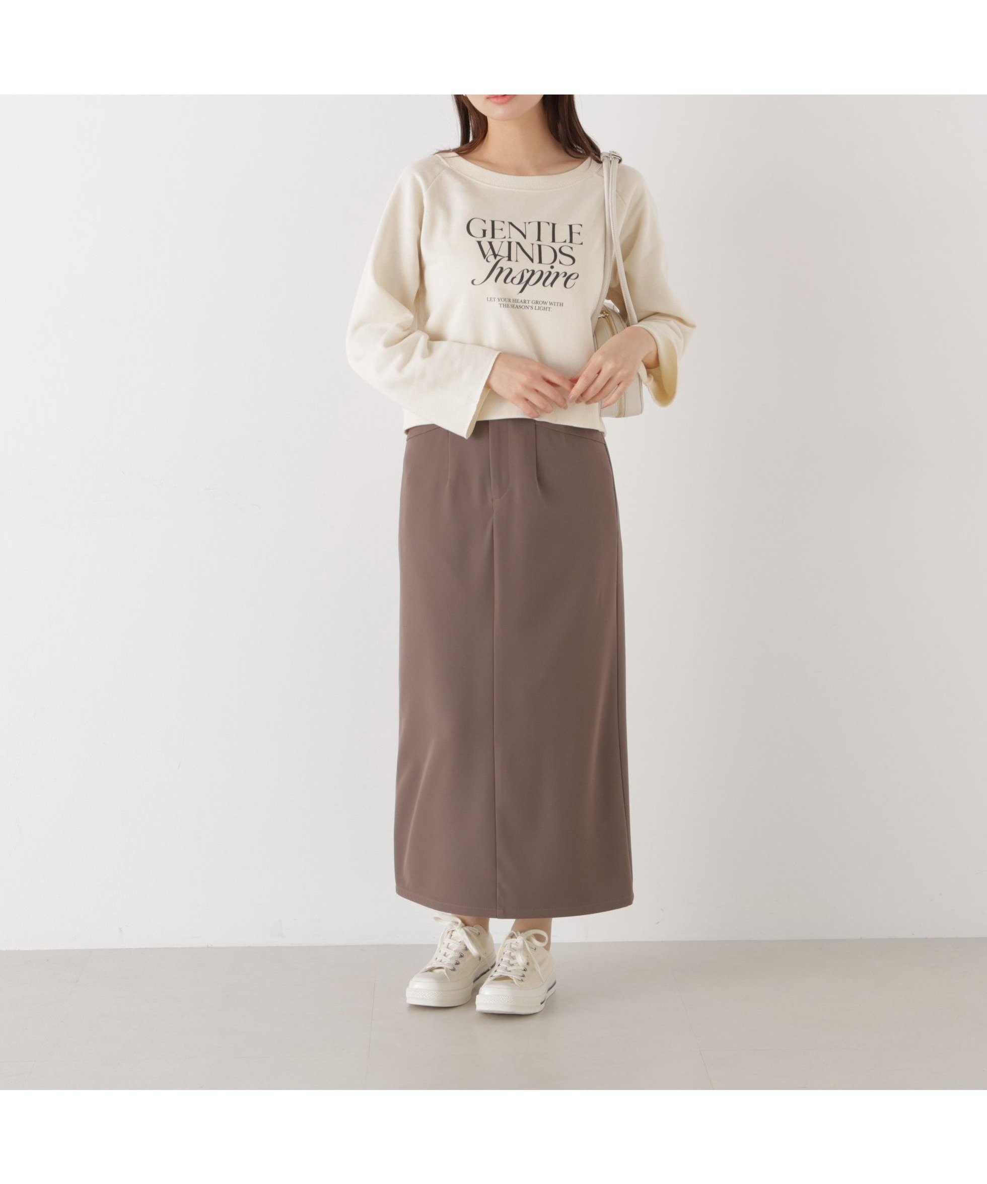 【プロポーション ボディドレッシング/PROPORTION BODY DRESSING】のa/mie ベーシックナロースカート 26SS インテリア・キッズ・メンズ・レディースファッション・服の通販 founy(ファウニー) 　ファッション　Fashion　レディースファッション　Fashion for Women　スカート　Skirts　2026年　2026　2026春夏・S/S　Spring/Summer 2026 SS26　おすすめ　Recommended / Our Picks　スリット　Slit, Slit Detail　センター　Center, Center Line　ツイル　Twist, Twisted Detail　フリル　Frill, Ruffle　ブラウン|ID: prp329100004987233 ipo3291000000037359888