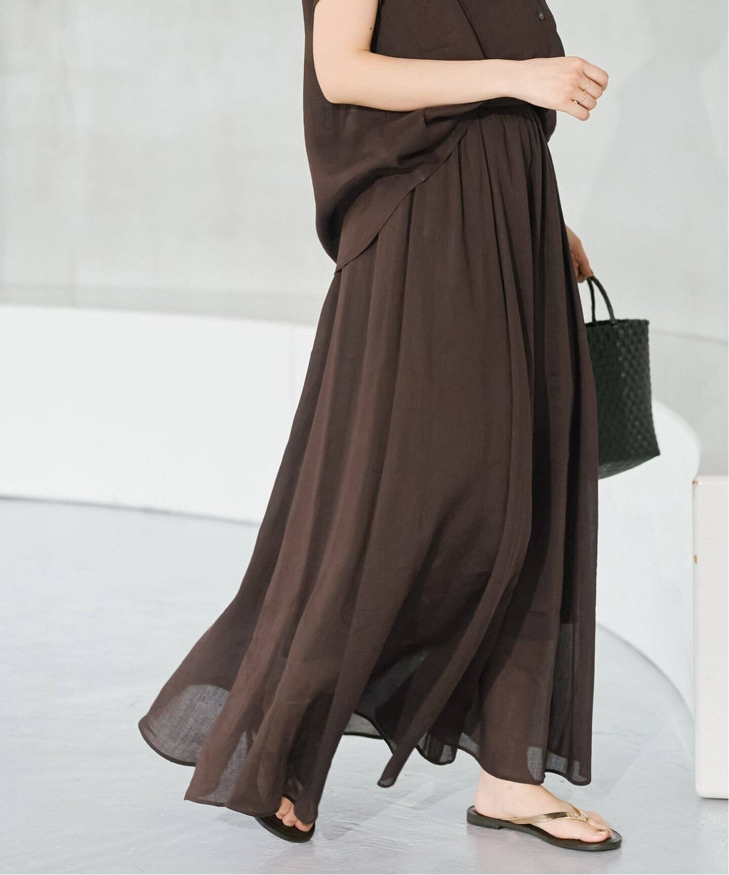 【スピック&スパン/Spick & Span】の《セットアップ可》ラミーブレンドギャザーフレアスカート 大人の最旬トレンドファッション＆コーディネート founy(ファウニー) 　ファッション　Fashion　レディースファッション　Fashion for Women　セットアップ　Matching Sets　スカート・ミニ/ミディ/マキシ　Skirts / Mini, Midi & Maxi Skirts　スカート　Skirts　Aライン・フレアスカート　A-Line & Flared Skirts　おすすめ　Recommended / Our Picks　ギャザー　Gathered, Ruffled　セットアップ　Set-Up, Coordinated Outfit　 other-1|ID: prp329100004987234 ipo3291000000037359894