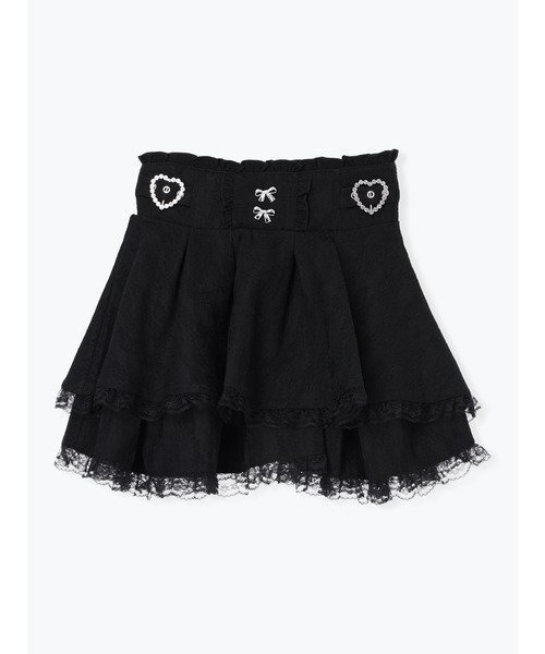 【ノエミ/NOEMIE】のレースボンディングハートWバックルスカパン インテリア・キッズ・メンズ・レディースファッション・服の通販 founy(ファウニー) 　ファッション　Fashion　レディースファッション　Fashion for Women　バッグ　Bags　おすすめ　Recommended / Our Picks　ボンディング　Bonding, Bonded Fabric　リボン　Ribbon, Bow　レース　Lace, Lace Fabric　黒|ID: prp329100004987237 ipo3291000000037359906