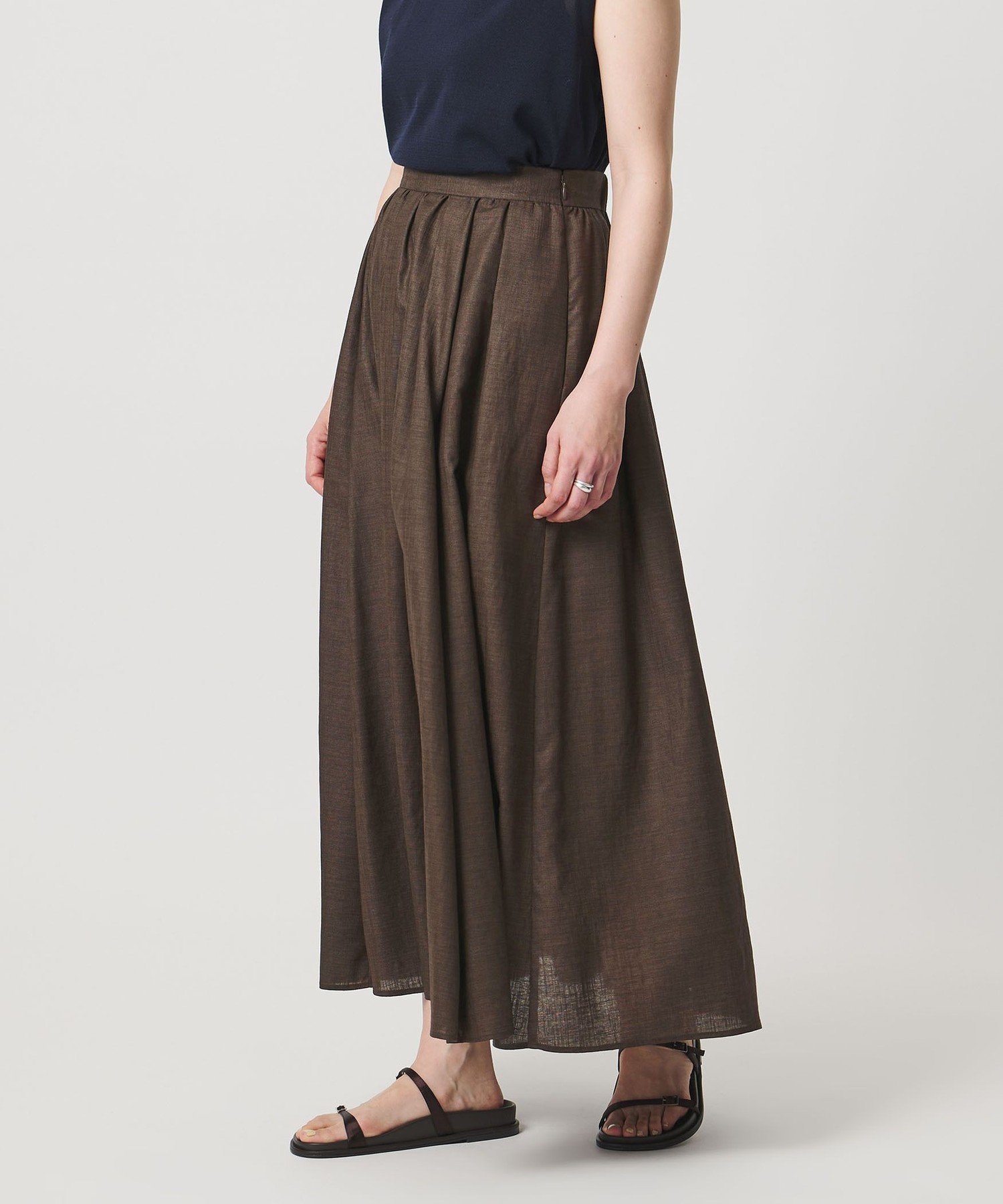 【ビューティ&ユース ユナイテッドアローズ/BEAUTY&YOUTH / UNITED ARROWS】のMARW UNITED ARROWS ギャザー フレア スカート UVカット・接触冷感 インテリア・キッズ・メンズ・レディースファッション・服の通販 founy(ファウニー) 　ファッション　Fashion　レディースファッション　Fashion for Women　スカート　Skirts　Aライン・フレアスカート　A-Line & Flared Skirts　ギャザー　Gathered, Ruffled　人気　Popular, Best Seller　フレア　Flare, Flared　ポケット　Pocket, Pocket Detail　ロング　Long, Long-Length　夏　Summer　ビジネス 仕事 通勤　Business / Work / Commuting　DK.BROWN|ID: prp329100004987238 ipo3291000000037359911
