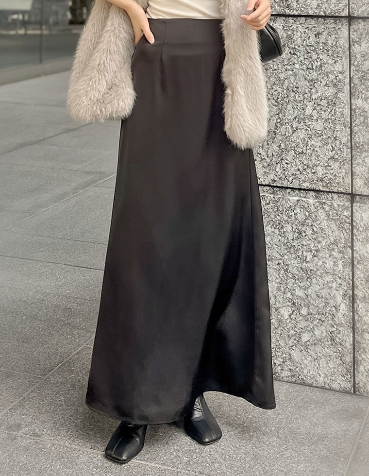 【リエディ/Re:EDIT】のサテンナロースカート 大人の最旬トレンドファッション＆コーディネート founy(ファウニー) 　ファッション　Fashion　レディースファッション　Fashion for Women　スカート　Skirts　なめらか　Smooth, Silky Texture　オケージョン　Occasion Wear　コンパクト　Compact, Small Size　サテン　Satin, Glossy Fabric　スニーカー　Sneakers, Trainers　セレモニー　Ceremony　バランス　Balance, Style Balance　フェミニン　Feminine, Girly　エレガント 上品　Elegant　 other-1|ID: prp329100004987242 ipo3291000000037359923