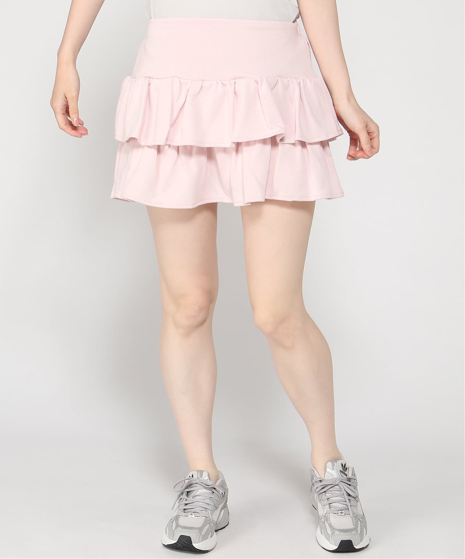 【イング/INGNI】のINGNI/ラインストーンロゴフリルSK インテリア・キッズ・メンズ・レディースファッション・服の通販 founy(ファウニー) 　ファッション　Fashion　レディースファッション　Fashion for Women　スカート　Skirts　インナー　Innerwear　ガーリー　Girly, Feminine Style　コンパクト　Compact, Small Size　ショート　Short, Short Length　スウェット / スエット　Sweatshirt, Sweatwear　ストーン　Stone, Gem-Like　セットアップ　Set-Up, Coordinated Outfit　フィット　Fit, Slim Fit　フリル　Frill, Ruffle　ミニスカート　Mini Skirt, Short Skirt　ライトピンク|ID: prp329100004987243 ipo3291000000037359934