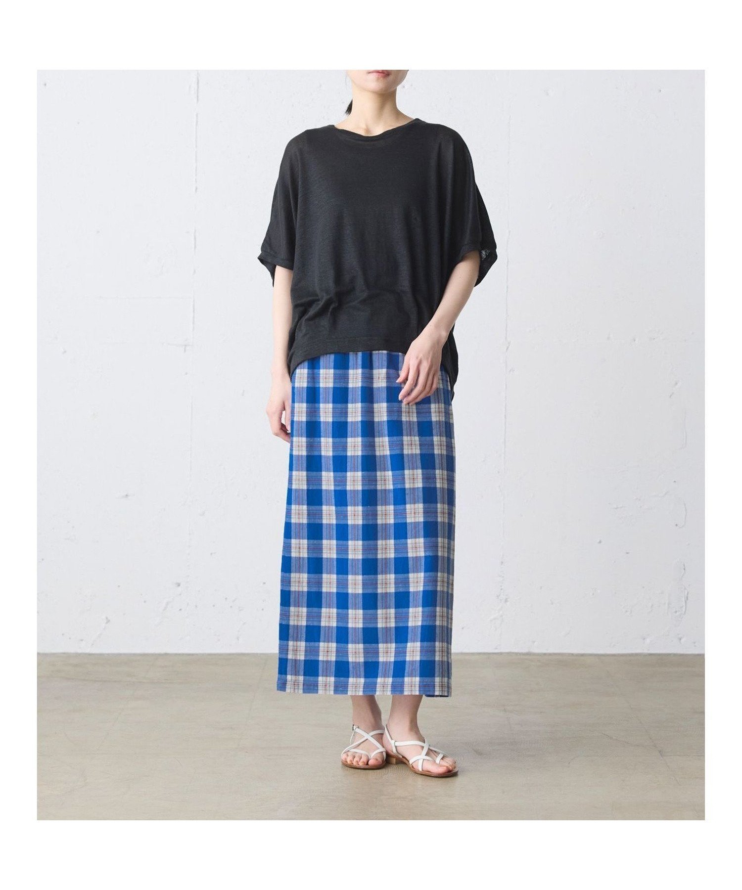 【マーコート/MARcourt】のMidiUmi ラップライクチェックスカート インテリア・キッズ・メンズ・レディースファッション・服の通販 founy(ファウニー) 　ファッション　Fashion　レディースファッション　Fashion for Women　スカート　Skirts　スタンダード　Standard, Basic　スリット　Slit, Slit Detail　チェック　Check, Plaid, Tartan　ベーシック　Basic, Essential　ポケット　Pocket, Pocket Detail　リラックス　Relax, Relaxed Fit　ブルー|ID: prp329100004987265 ipo3291000000037360006