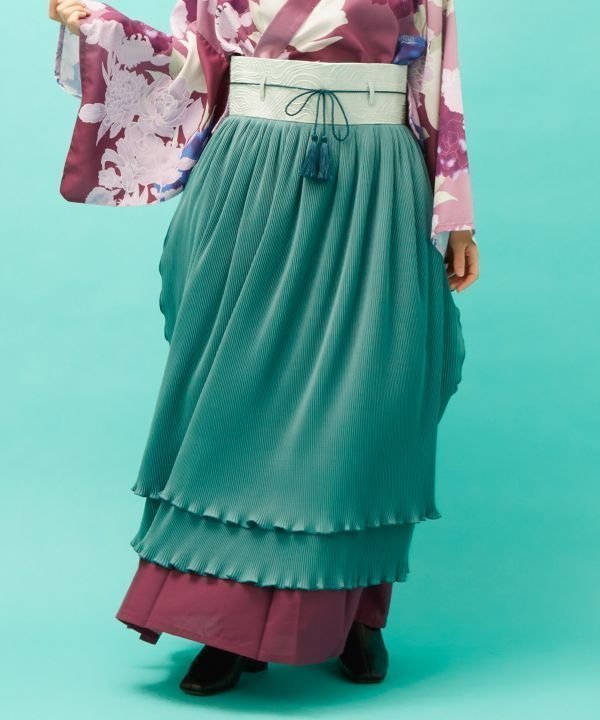 【アミナコレクション/Amina Collection】の【カヤ】襞寄せ前掛けスカート インテリア・キッズ・メンズ・レディースファッション・服の通販 founy(ファウニー) 　ファッション　Fashion　レディースファッション　Fashion for Women　スカート　Skirts　プリーツ　Pleats, Pleated　グリーン|ID: prp329100004987269 ipo3291000000037360022