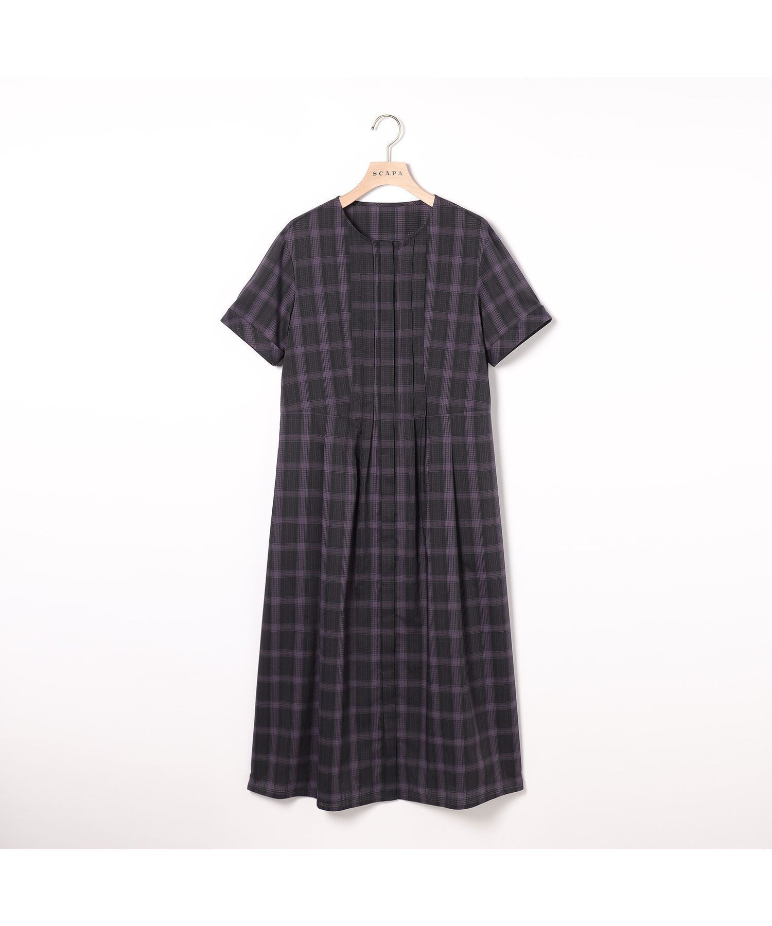 【スキャパ/SCAPA】のアソートメッシュワンピース インテリア・キッズ・メンズ・レディースファッション・服の通販 founy(ファウニー) 　ファッション　Fashion　レディースファッション　Fashion for Women　ワンピース　Dresses　アンダー　Underwear Essentials　スマート　Smart, Elegant　チェック　Check, Plaid, Tartan　ドレス　Dress, One-Piece　パターン　Pattern, Design Print　プリーツ　Pleats, Pleated　リラックス　Relax, Relaxed Fit　ワーク　Workwear, Utility Style　パープル|ID: prp329100004987271 ipo3291000000037360032