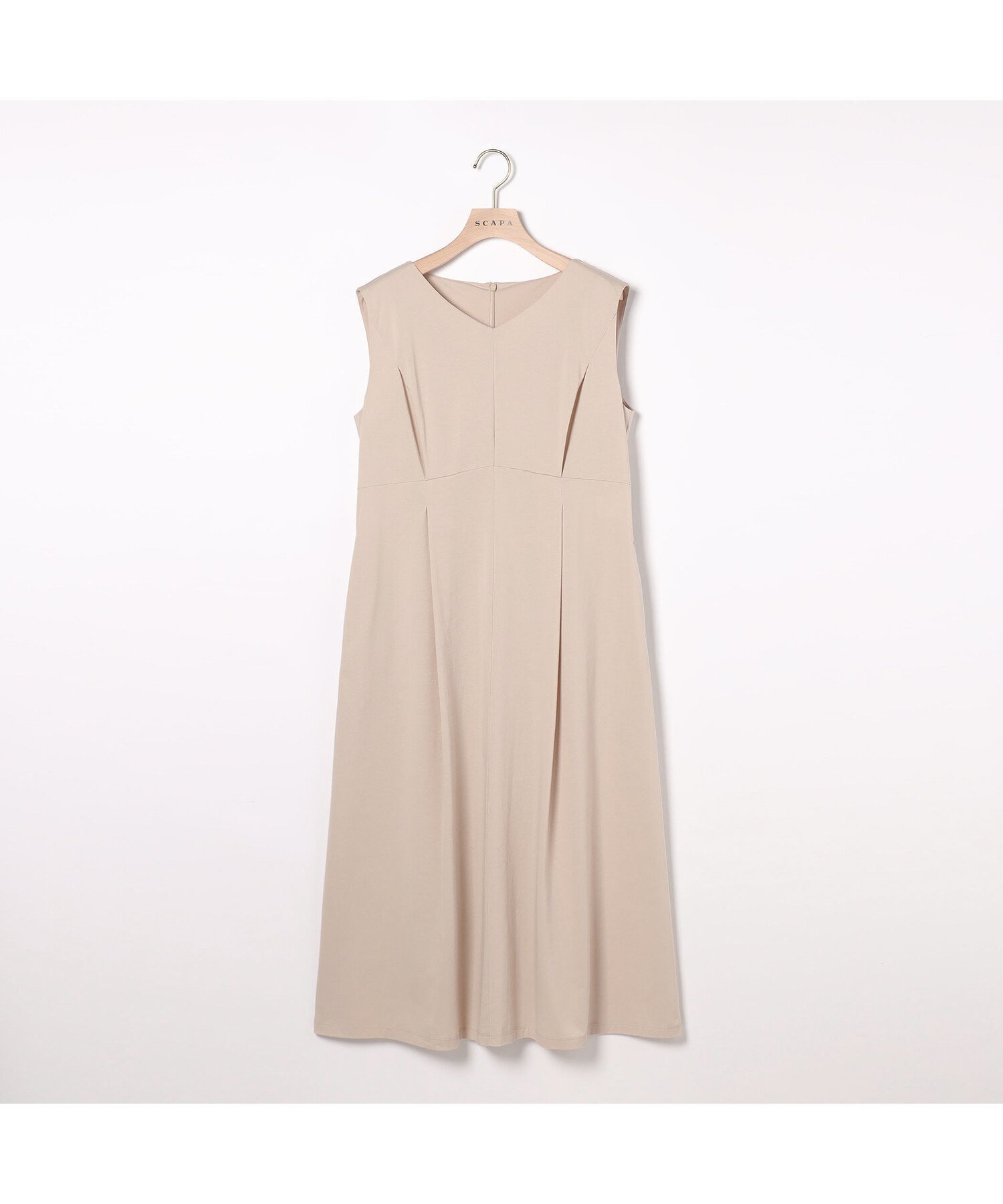 【スキャパ/SCAPA】のプレーティングテンジクワンピース インテリア・キッズ・メンズ・レディースファッション・服の通販 founy(ファウニー) 　ファッション　Fashion　レディースファッション　Fashion for Women　ワンピース　Dresses　ドレープ　Drape, Draping Fabric　ネックレス　Necklace, Pendant Necklace　ベージュ|ID: prp329100004987273 ipo3291000000037360038