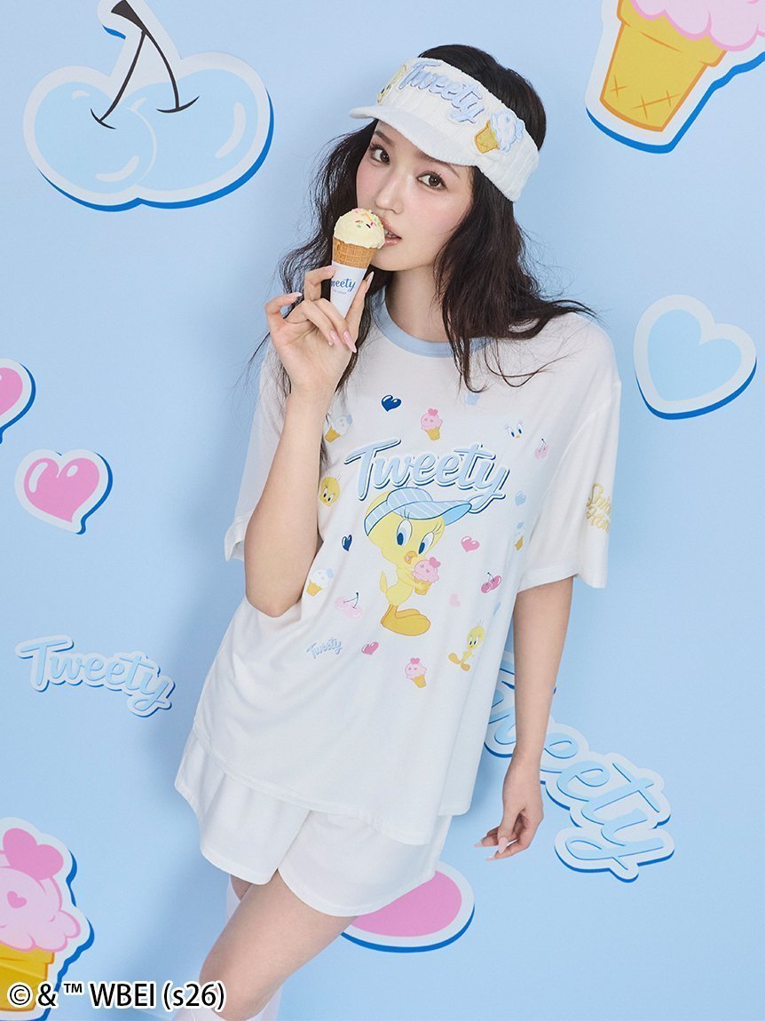 【スナイデル ホーム/SNIDEL HOME】の【Tweety】【接触冷感】カットセットアップ 大人の最旬トレンドファッション＆コーディネート founy(ファウニー) 　ファッション　Fashion　レディースファッション　Fashion for Women　セットアップ　Matching Sets　イエロー　Yellow　グラフィック　Graphic, Graphic Design　コレクション　Collection, Seasonal Line　サマー　Summer, Summer Style　ショート　Short, Short Length　スウィート　Sweet, Cute Style　スポーティ　Sporty, Casual Athletic　スマート　Smart, Elegant　セットアップ　Set-Up, Coordinated Outfit　チャーム　Charm, Pendant　トレンド　Trend, Trending Now　なめらか　Smooth, Silky Texture　人気　Popular, Best Seller　プリント　Print, Printed Pattern　ポケット　Pocket, Pocket Detail　モチーフ　Motif, Design Theme　おすすめ　Recommended / Our Picks　夏　Summer　ギフト プレゼント　Gift / Present　 other-1|ID: prp329100004987277 ipo3291000000037360051