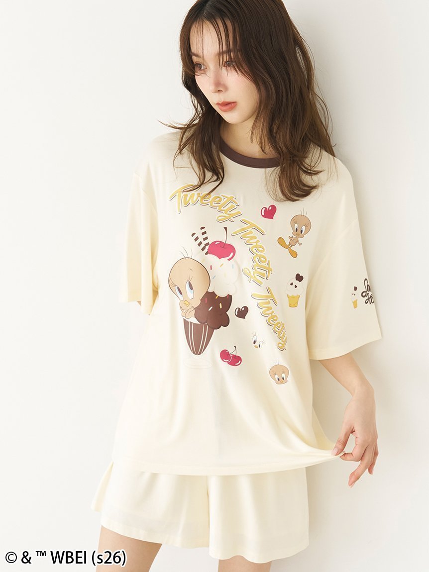 【スナイデル ホーム/SNIDEL HOME】の【Tweety】【接触冷感】カットセットアップ インテリア・キッズ・メンズ・レディースファッション・服の通販 founy(ファウニー) 　ファッション　Fashion　レディースファッション　Fashion for Women　セットアップ　Matching Sets　イエロー　Yellow　グラフィック　Graphic, Graphic Design　コレクション　Collection, Seasonal Line　サマー　Summer, Summer Style　ショート　Short, Short Length　スウィート　Sweet, Cute Style　スポーティ　Sporty, Casual Athletic　スマート　Smart, Elegant　セットアップ　Set-Up, Coordinated Outfit　チャーム　Charm, Pendant　トレンド　Trend, Trending Now　なめらか　Smooth, Silky Texture　人気　Popular, Best Seller　プリント　Print, Printed Pattern　ポケット　Pocket, Pocket Detail　モチーフ　Motif, Design Theme　おすすめ　Recommended / Our Picks　夏　Summer　ギフト プレゼント　Gift / Present　YEL[032]|ID: prp329100004987277 ipo3291000000037360053