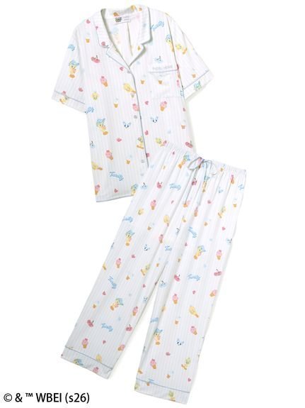 【スナイデル ホーム/SNIDEL HOME】の【WEB限定】【セット商品】【Tweety】開襟シャツ カットロングパンツSET 大人の最旬トレンドファッション＆コーディネート founy(ファウニー) 　ファッション　Fashion　レディースファッション　Fashion for Women　セットアップ　Matching Sets　レディースパンツ・ボトムス　Pants & Trousers / Bottoms　イエロー　Yellow　カットソー　Cut and Sewn Top　グラフィック　Graphic, Graphic Design　コレクション　Collection, Seasonal Line　サマー　Summer, Summer Style　スウィート　Sweet, Cute Style　ストライプ　Stripe, Striped Pattern　スマート　Smart, Elegant　セットアップ　Set-Up, Coordinated Outfit　チャーム　Charm, Pendant　トレンド　Trend, Trending Now　定番　Standard, Basic Item　なめらか　Smooth, Silky Texture　人気　Popular, Best Seller　パイピング　Piping, Trim Design　ポケット　Pocket, Pocket Detail　モチーフ　Motif, Design Theme　無地　Plain, Solid Color　おすすめ　Recommended / Our Picks　夏　Summer　ギフト プレゼント　Gift / Present　 other-1|ID: prp329100004987279 ipo3291000000037360059