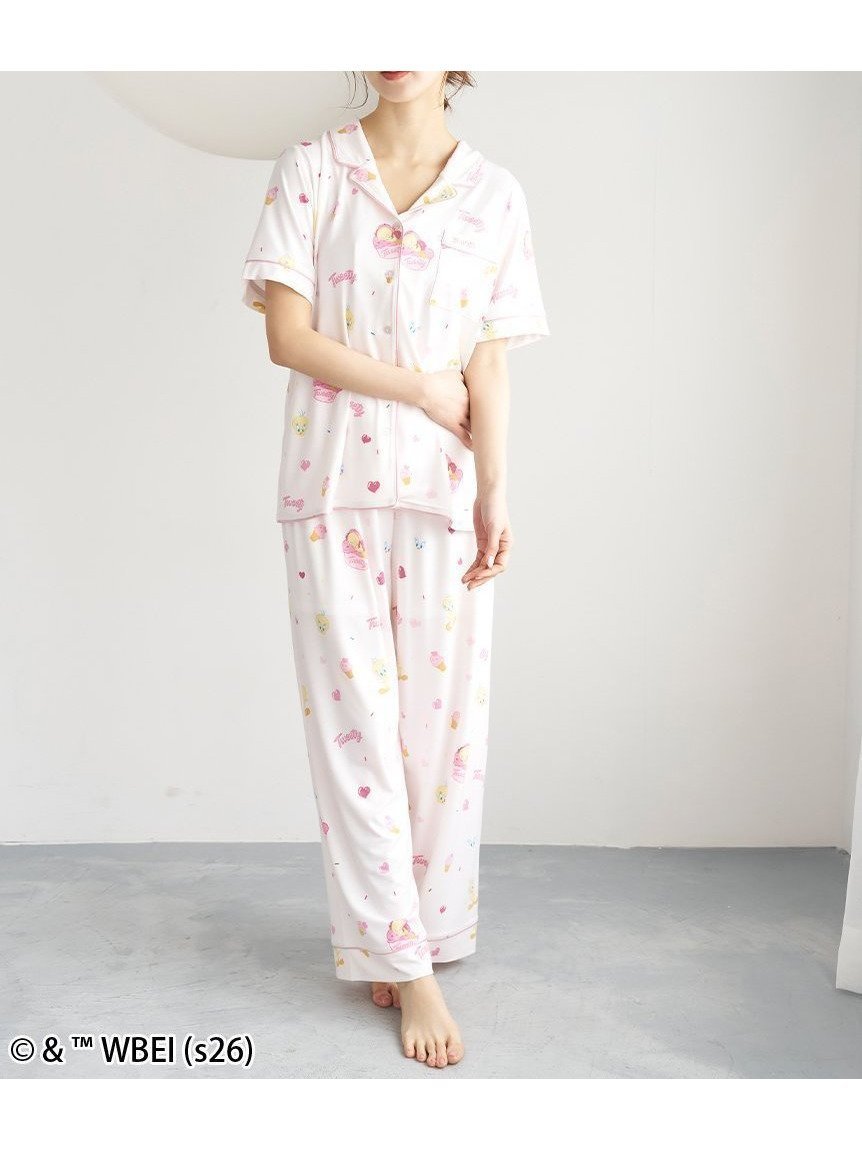 【スナイデル ホーム/SNIDEL HOME】の【WEB限定】【セット商品】【Tweety】開襟シャツ カットロングパンツSET インテリア・キッズ・メンズ・レディースファッション・服の通販 founy(ファウニー) 　ファッション　Fashion　レディースファッション　Fashion for Women　セットアップ　Matching Sets　レディースパンツ・ボトムス　Pants & Trousers / Bottoms　イエロー　Yellow　カットソー　Cut and Sewn Top　グラフィック　Graphic, Graphic Design　コレクション　Collection, Seasonal Line　サマー　Summer, Summer Style　スウィート　Sweet, Cute Style　ストライプ　Stripe, Striped Pattern　スマート　Smart, Elegant　セットアップ　Set-Up, Coordinated Outfit　チャーム　Charm, Pendant　トレンド　Trend, Trending Now　定番　Standard, Basic Item　なめらか　Smooth, Silky Texture　人気　Popular, Best Seller　パイピング　Piping, Trim Design　ポケット　Pocket, Pocket Detail　モチーフ　Motif, Design Theme　無地　Plain, Solid Color　おすすめ　Recommended / Our Picks　夏　Summer　ギフト プレゼント　Gift / Present　PNK[066]|ID: prp329100004987279 ipo3291000000037360062