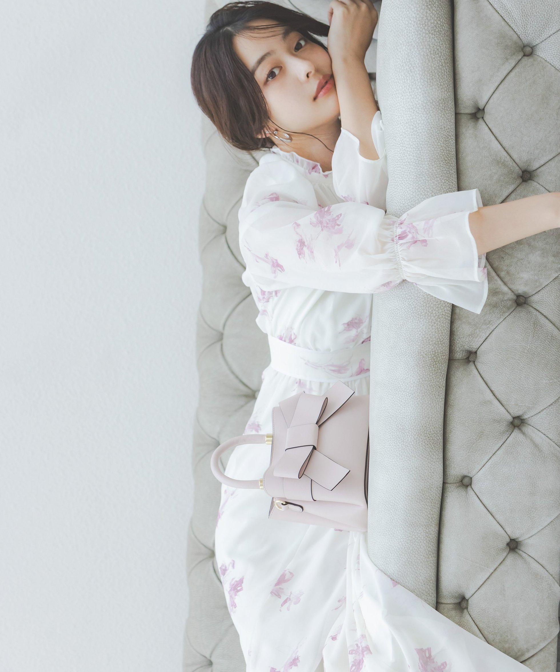 【プロポーション ボディドレッシング/PROPORTION BODY DRESSING】の花柄プリントギャザーワンピース インテリア・キッズ・メンズ・レディースファッション・服の通販 founy(ファウニー) 　ファッション　Fashion　レディースファッション　Fashion for Women　ワンピース　Dresses　ギャザー　Gathered, Ruffled　シフォン　Chiffon, Lightweight Fabric　ジョーゼット　Georgette, Semi-Sheer Fabric　スリーブ　Sleeve, Long Sleeve / Short Sleeve　パイピング　Piping, Trim Design　プリント　Print, Printed Pattern　エレガント 上品　Elegant　春　Spring　無地　Plain, Solid Color　ピンク|ID: prp329100004987290 ipo3291000000037360094