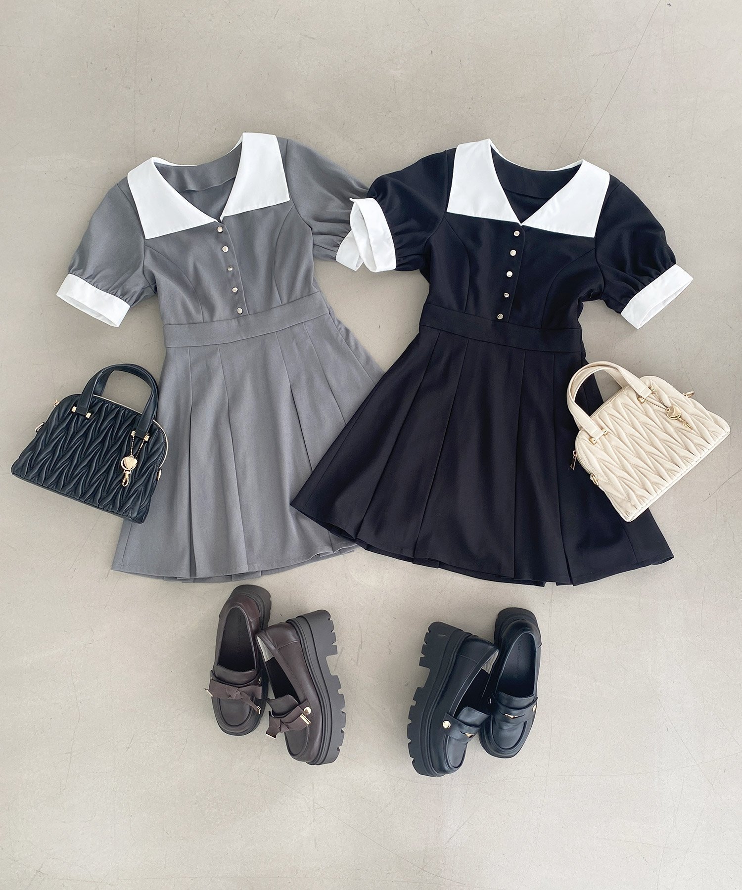 【マジェスティック レゴン/MAJESTIC LEGON】の衿配色ミニワンピース インテリア・キッズ・メンズ・レディースファッション・服の通販 founy(ファウニー) ファッション Fashion レディースファッション Fashion for Women ワンピース Dresses カフス Cuff Design シャーリング Shirring, Ruched シンプル Simple, Minimal ダウン Down, Puffer フィット Fit, Slim Fit フレア Flare, Flared ミュール Mule, Backless Shoes 再入荷 Restock / Back in Stock エレガント 上品 Elegant ブラック|ID: prp329100004987297 ipo3291000000037360124