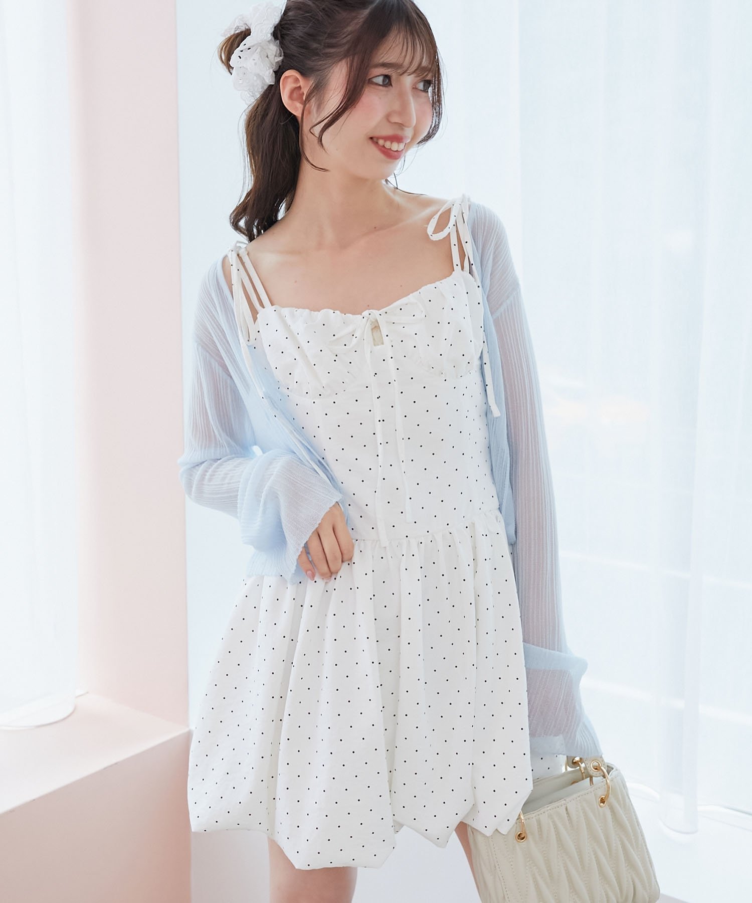 【マジェスティック レゴン/MAJESTIC LEGON】のレースチョーカーセットバルーンミニワンピ インテリア・キッズ・メンズ・レディースファッション・服の通販 founy(ファウニー) 　ファッション　Fashion　レディースファッション　Fashion for Women　ワンピース　Dresses　シャーリング　Shirring, Ruched　ダウン　Down, Puffer　チョーカー　Tulle, Mesh Fabric　トレンド　Trend, Trending Now　バルーン　Balloon, Balloon Silhouette　フィット　Fit, Slim Fit　リボン　Ribbon, Bow　再入荷　Restock / Back in Stock　オフ/柄|ID: prp329100004987299 ipo3291000000037360131