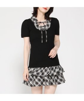 【イング/INGNI】のINGNI/12GチェックSHドッキングニットOP 大人の最旬トレンドファッション＆コーディネート founy(ファウニー) ファッション Fashion レディースファッション Fashion for Women トップス・カットソー Cut & Sew Tops ニット Knit Tops & Sweaters ガーリー Girly, Feminine Style サンダル Sandals, Summer Shoes チェック Check, Plaid, Tartan トレンド Trend, Trending Now ドッキング Docking, Mixed Material フロント Front, Front Design リブニット Rib Knit, Ribbed Knit リボン Ribbon, Bow おすすめ Recommended / Our Picks 夏 Summer |ID:prp329100004987315