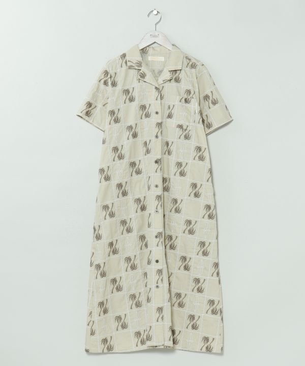【アミナコレクション/Amina Collection】の【カヒコ】アイナロアシャツワンピース【SURF Palms】 インテリア・キッズ・メンズ・レディースファッション・服の通販 founy(ファウニー) 　ファッション　Fashion　レディースファッション　Fashion for Women　ワンピース　Dresses　シャツワンピース / 1枚で着映えコーデ　Shirt Dresses　カーディガン　Cardigan, Knitwear　リゾート　Resort, Vacation Style　エレガント 上品　Elegant　ベージュ|ID: prp329100004987325 ipo3291000000037360255