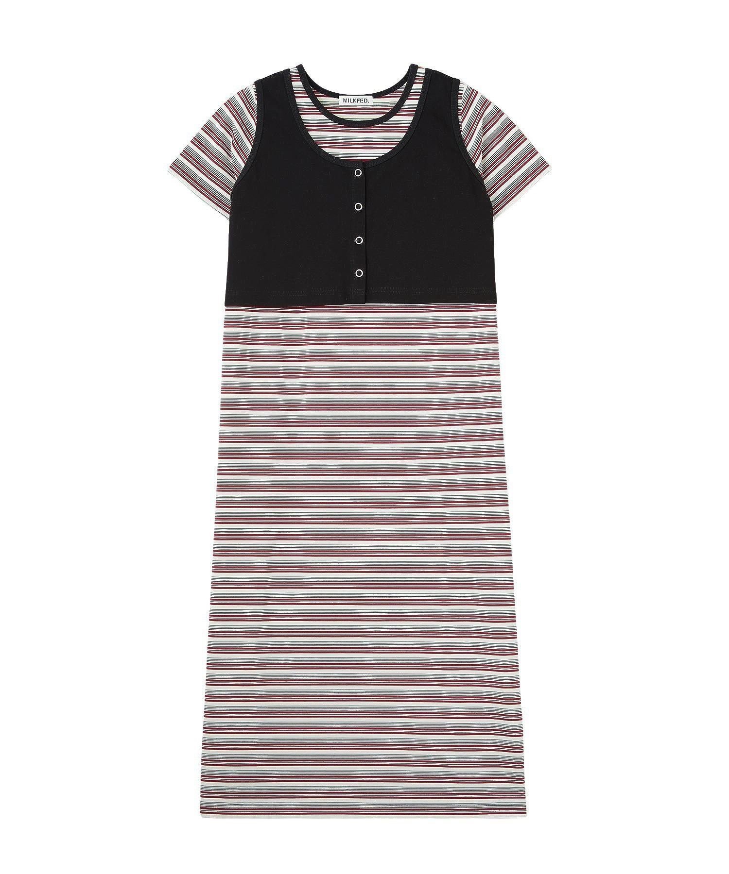 【ミルクフェド/MILKFED.】のTANK TOP AND STRIPED DRESS SET インテリア・キッズ・メンズ・レディースファッション・服の通販 founy(ファウニー) 　ファッション　Fashion　レディースファッション　Fashion for Women　ワンピース　Dresses　フォーマル・パーティードレス・結婚式用ドレス　Elegant & Casual Dresses　春　Spring　クロップド　Cropped, Short Length　タンク　Tank Top, Sleeveless Top　トレンド　Trend, Trending Now　フロント　Front, Front Design　ボーダー　Border, Stripe　無地　Plain, Solid Color　リラックス　Relax, Relaxed Fit　S/S・春夏　SS, Spring/Summer, Warm Season　再入荷　Restock / Back in Stock　おすすめ　Recommended / Our Picks　夏　Summer　旅行　Travel　BLACK|ID: prp329100004987335 ipo3291000000037360299