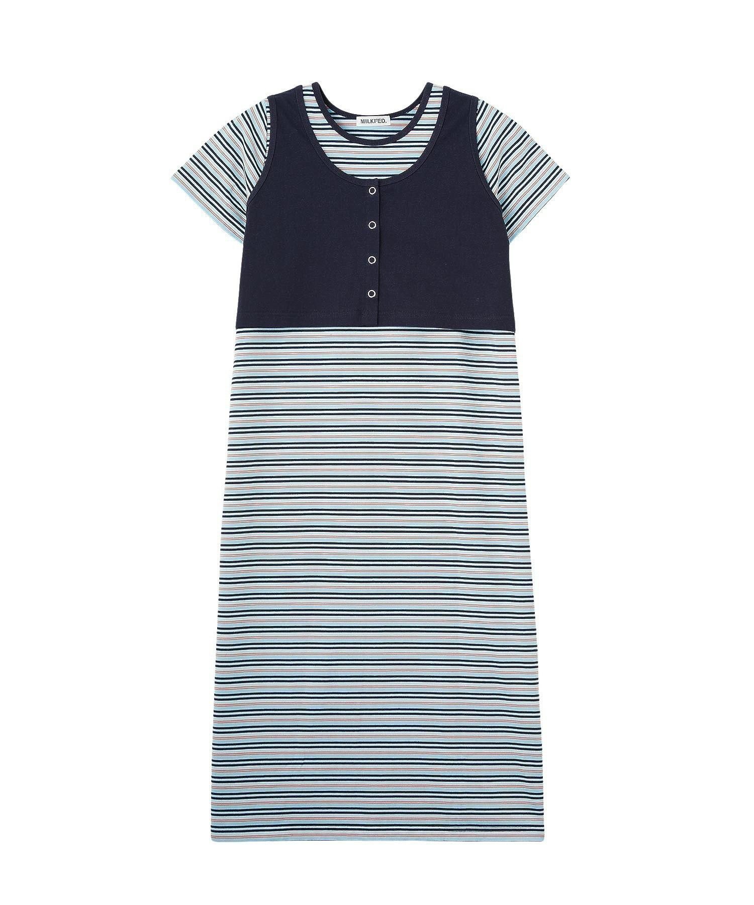 【ミルクフェド/MILKFED.】のTANK TOP AND STRIPED DRESS SET インテリア・キッズ・メンズ・レディースファッション・服の通販 founy(ファウニー) 　ファッション　Fashion　レディースファッション　Fashion for Women　ワンピース　Dresses　フォーマル・パーティードレス・結婚式用ドレス　Elegant & Casual Dresses　春　Spring　クロップド　Cropped, Short Length　タンク　Tank Top, Sleeveless Top　トレンド　Trend, Trending Now　フロント　Front, Front Design　ボーダー　Border, Stripe　無地　Plain, Solid Color　リラックス　Relax, Relaxed Fit　S/S・春夏　SS, Spring/Summer, Warm Season　再入荷　Restock / Back in Stock　おすすめ　Recommended / Our Picks　夏　Summer　旅行　Travel　NAVY|ID: prp329100004987335 ipo3291000000037360300