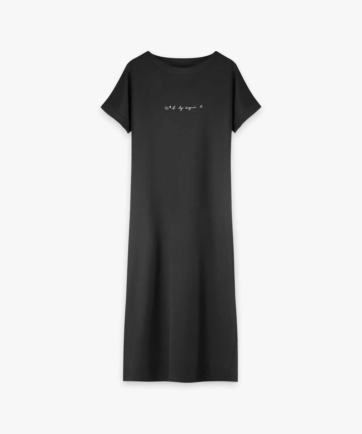 【アニエスベー ファム/agnes b. FEMME】のロゴ プリント 半袖 Tシャツ ワンピース インテリア・キッズ・メンズ・レディースファッション・服の通販 founy(ファウニー) 　ファッション　Fashion　レディースファッション　Fashion for Women　ワンピース　Dresses　シャツワンピース / 1枚で着映えコーデ　Shirt Dresses　スリット　Slit, Slit Detail　デニム　Denim, Jeans Material　フロント　Front, Front Design　プリント　Print, Printed Pattern　半袖　Short Sleeve, Half Sleeve　ブラック系その他|ID: prp329100004987337 ipo3291000000037360309