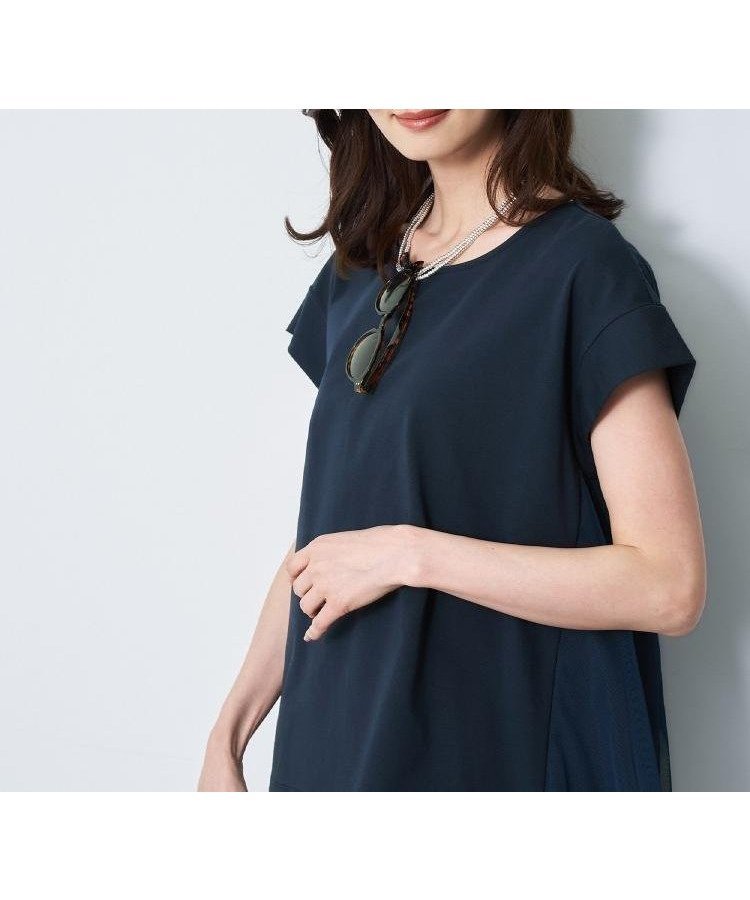 【リフレクト/Reflect】のチュールデザイン*ジャージチュニックトップス インテリア・キッズ・メンズ・レディースファッション・服の通販 founy(ファウニー) 　ファッション　Fashion　レディースファッション　Fashion for Women　トップス・カットソー　Cut & Sew Tops　スマート　Smart, Elegant　チュール　Tulip, Tulip Motif　ネイビー|ID: prp329100004987352 ipo3291000000037360398