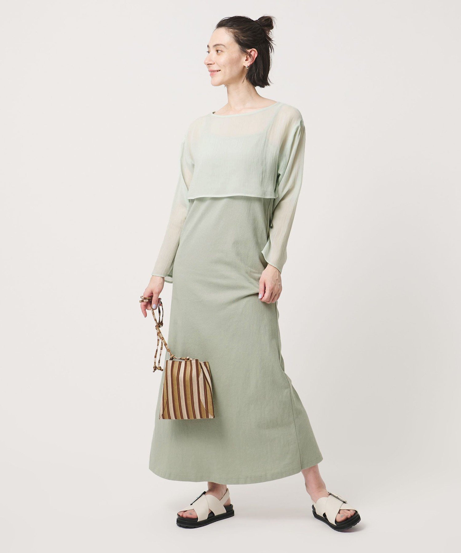 【ビューティ&ユース ユナイテッドアローズ/BEAUTY&YOUTH / UNITED ARROWS】の【WEB限定】シアートップス キャミソールワンピースセット インテリア・キッズ・メンズ・レディースファッション・服の通販 founy(ファウニー) 　ファッション　Fashion　レディースファッション　Fashion for Women　ワンピース　Dresses　キャミソール　Camisole, Spaghetti Strap Top　サンダル　Sandals, Summer Shoes　シアー　Sheer, See-Through　ショート　Short, Short Length　シンプル　Simple, Minimal　スニーカー　Sneakers, Trainers　バランス　Balance, Style Balance　フェミニン　Feminine, Girly　ロング　Long, Long-Length　おすすめ　Recommended / Our Picks　夏　Summer　LIME|ID: prp329100004987357 ipo3291000000037360414