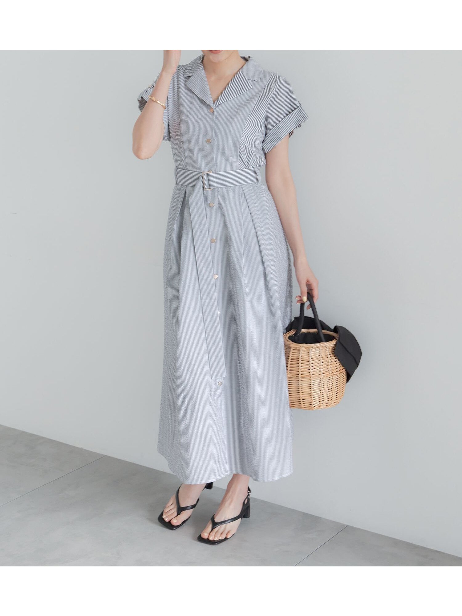 【テチチ/Te chichi】の綿サッカーワンピース インテリア・キッズ・メンズ・レディースファッション・服の通販 founy(ファウニー) 　ファッション　Fashion　レディースファッション　Fashion for Women　ワンピース　Dresses　サッカー　Seersucker, Summer Fabric　ブルー|ID: prp329100004987358 ipo3291000000037360418