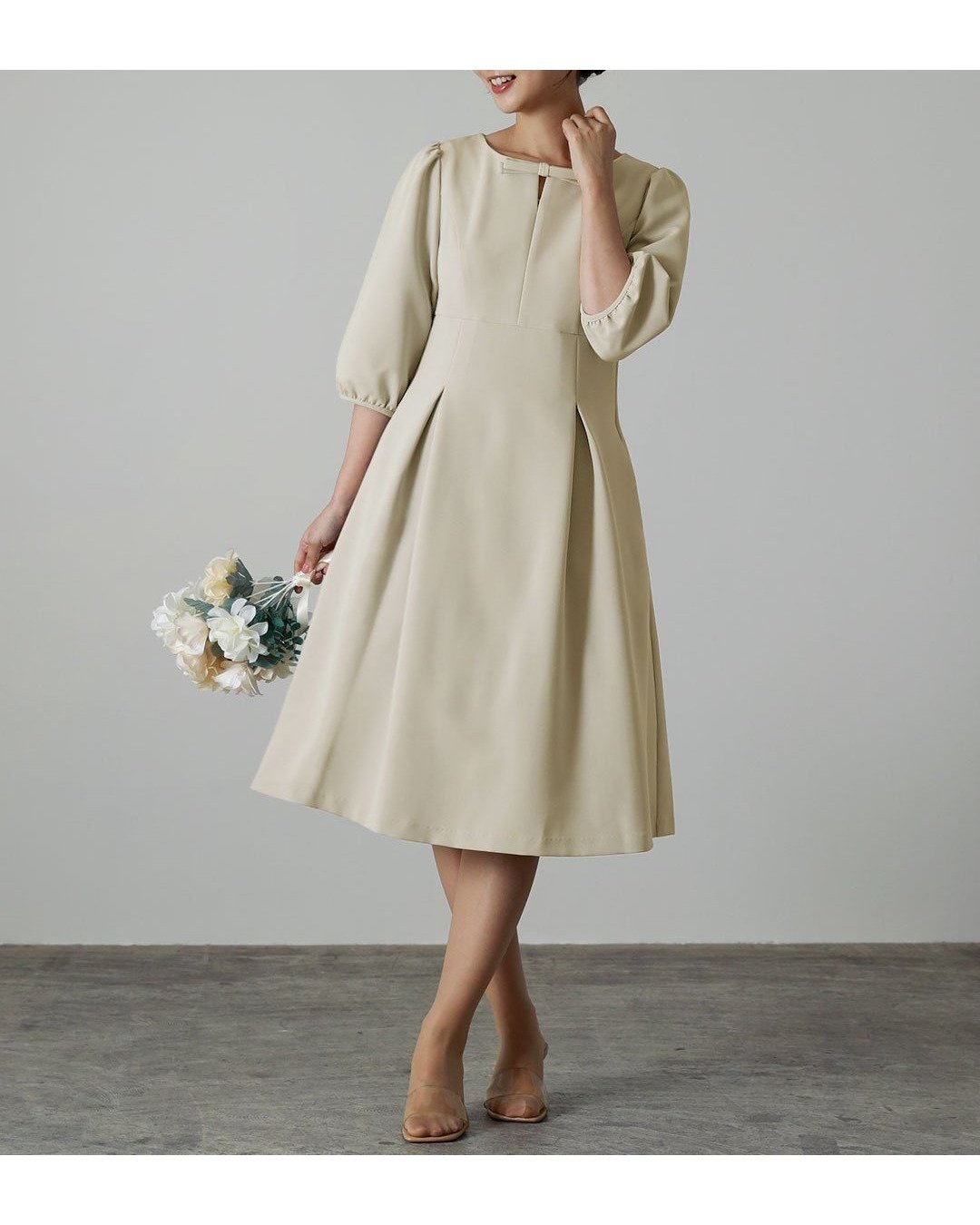 【レジーナリスレ/Regina Risurre】の【キレイ ワンピ リリアン】 インテリア・キッズ・メンズ・レディースファッション・服の通販 founy(ファウニー) 　ファッション　Fashion　レディースファッション　Fashion for Women　ワンピース　Dresses　フィット　Fit, Slim Fit　フォーマル　Formal, Dressy　リボン　Ribbon, Bow　オフ ホワイト|ID: prp329100004987368 ipo3291000000037360493